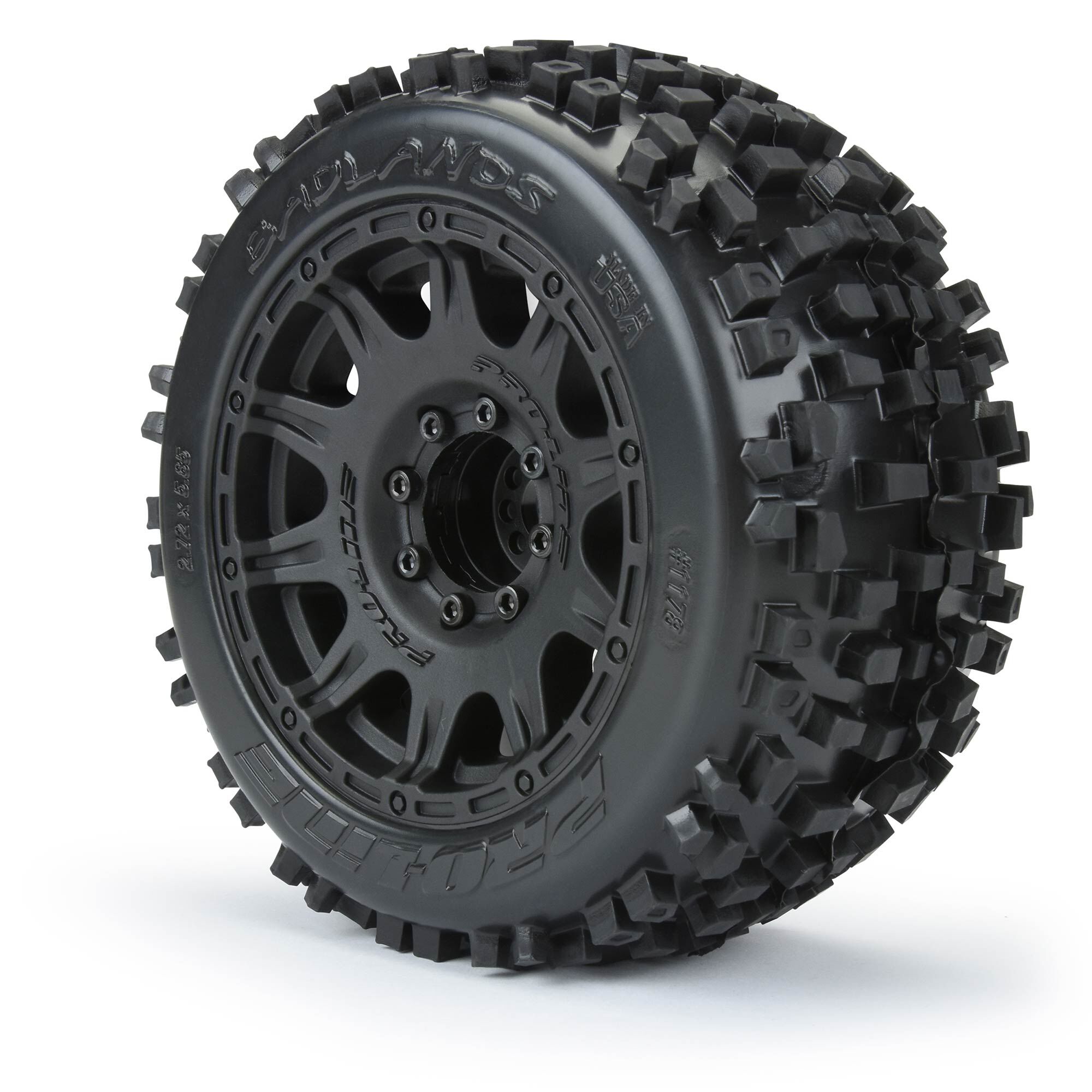 Pro-Line Racing 1/8 Badlands F/R 3.8" MT Tires Mounted 17mm Black Raid (2)