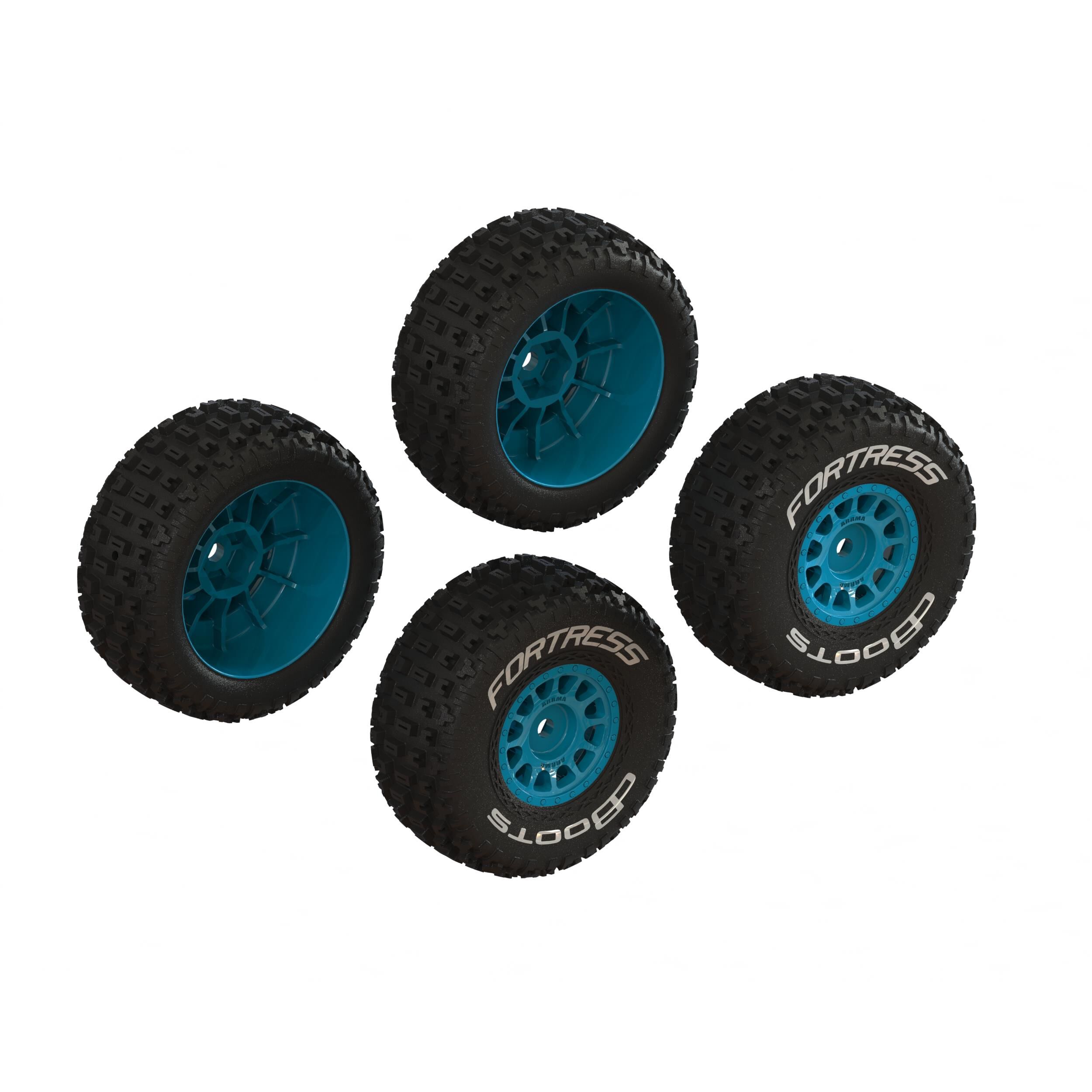 ARRMA dBoots 'FORTRESS' Glued Tire Set, Blue (2 Pairs)