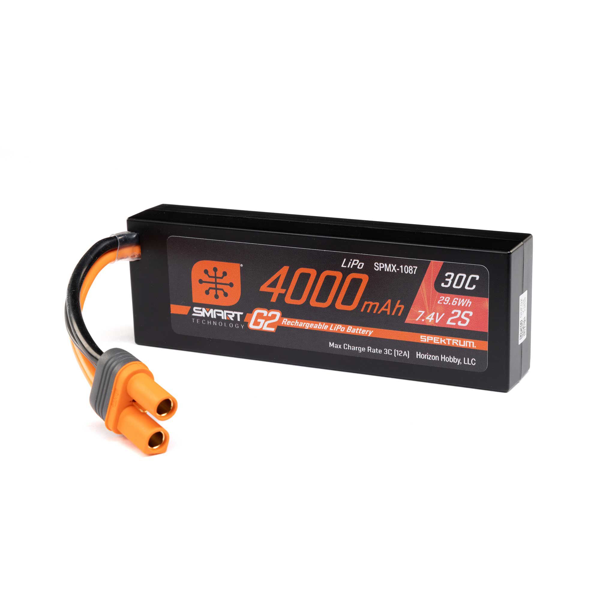 Spektrum Accessories 7.4V 4000mAh 2S 30C Smart G2 Hardcase LiPo Battery: IC5