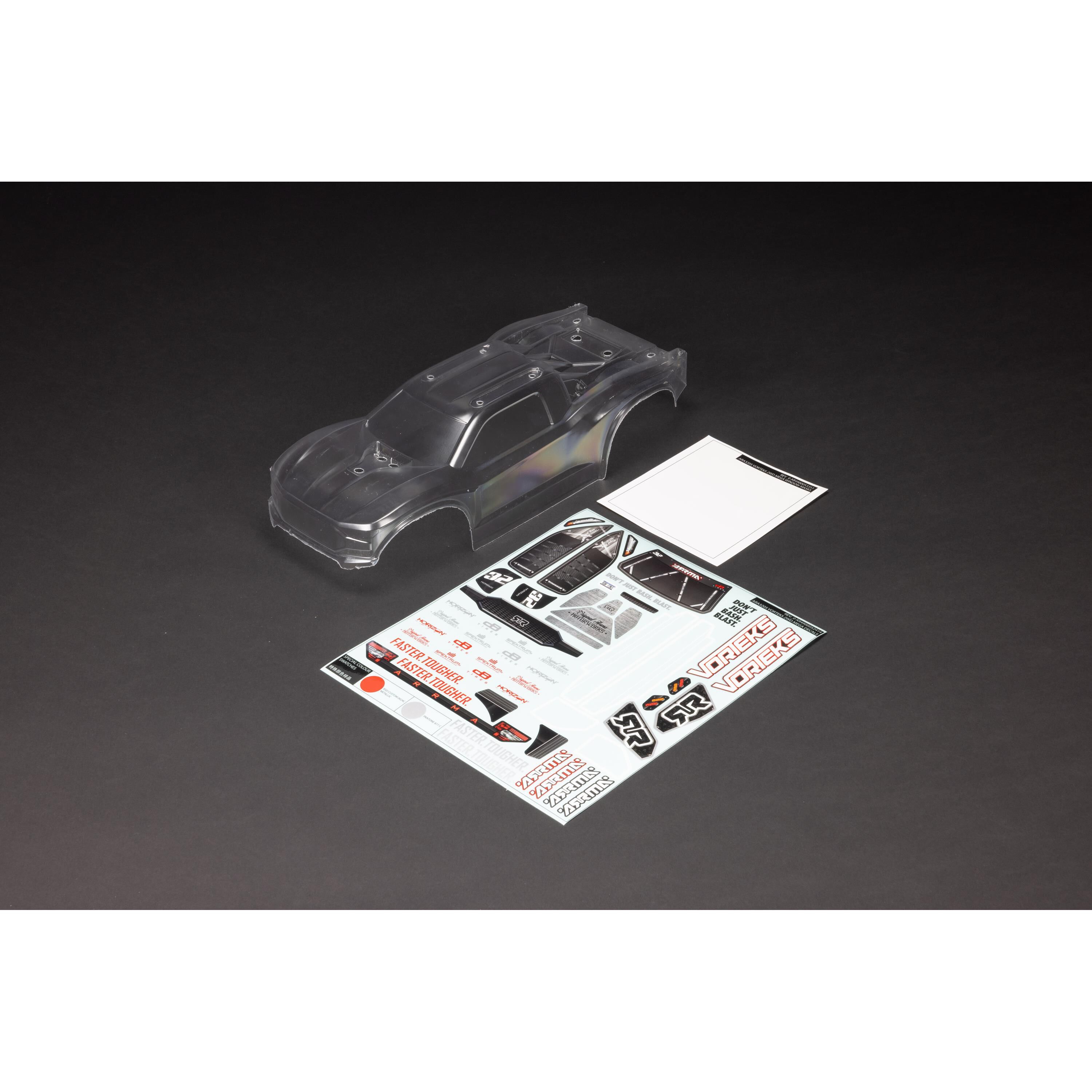 ARRMA 1/10 Clear Body with Decals: VORTEKS 2WD