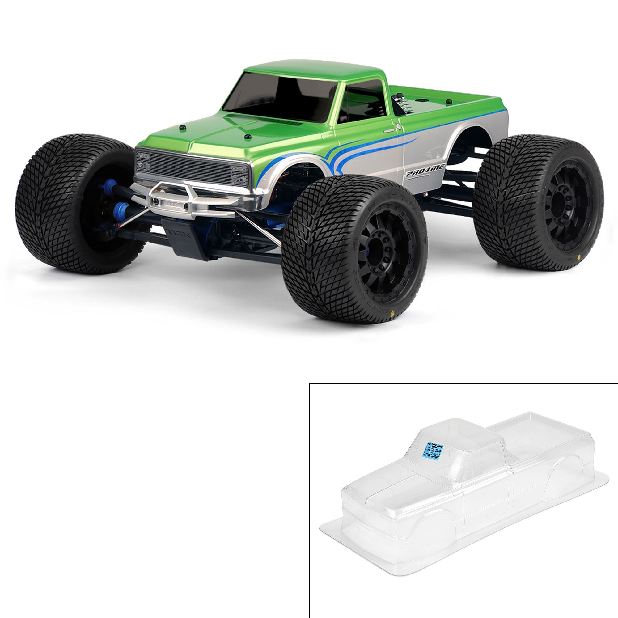 Pro-Line Racing 1/8 1972 Chevy C-10 Long Bed Clear Body: Monster Truck