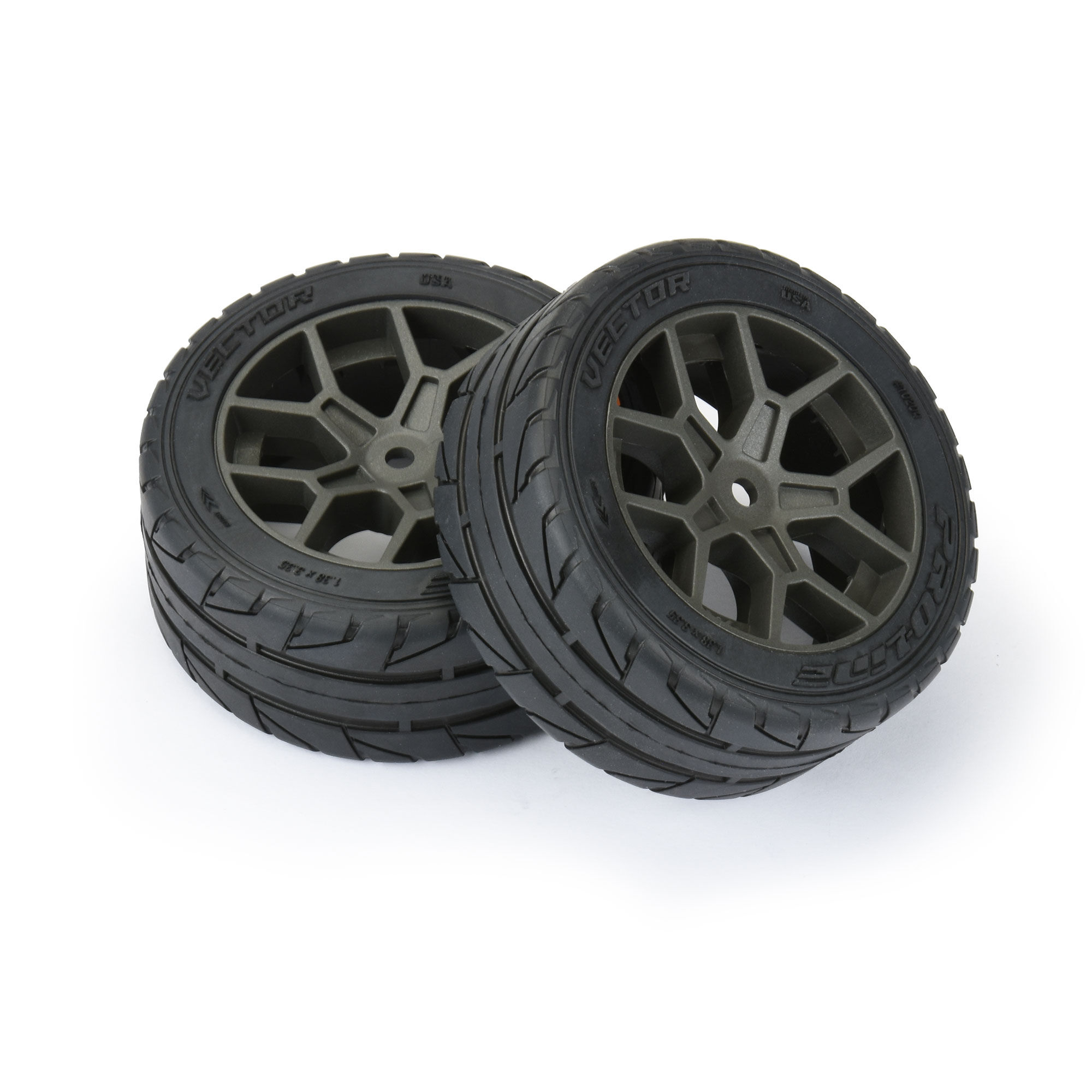Pro-Line Racing 1/8 Vector S3 Front/Rear 35/85 2.4" Belted Mounted Tires, 14mm Gray: Vendetta