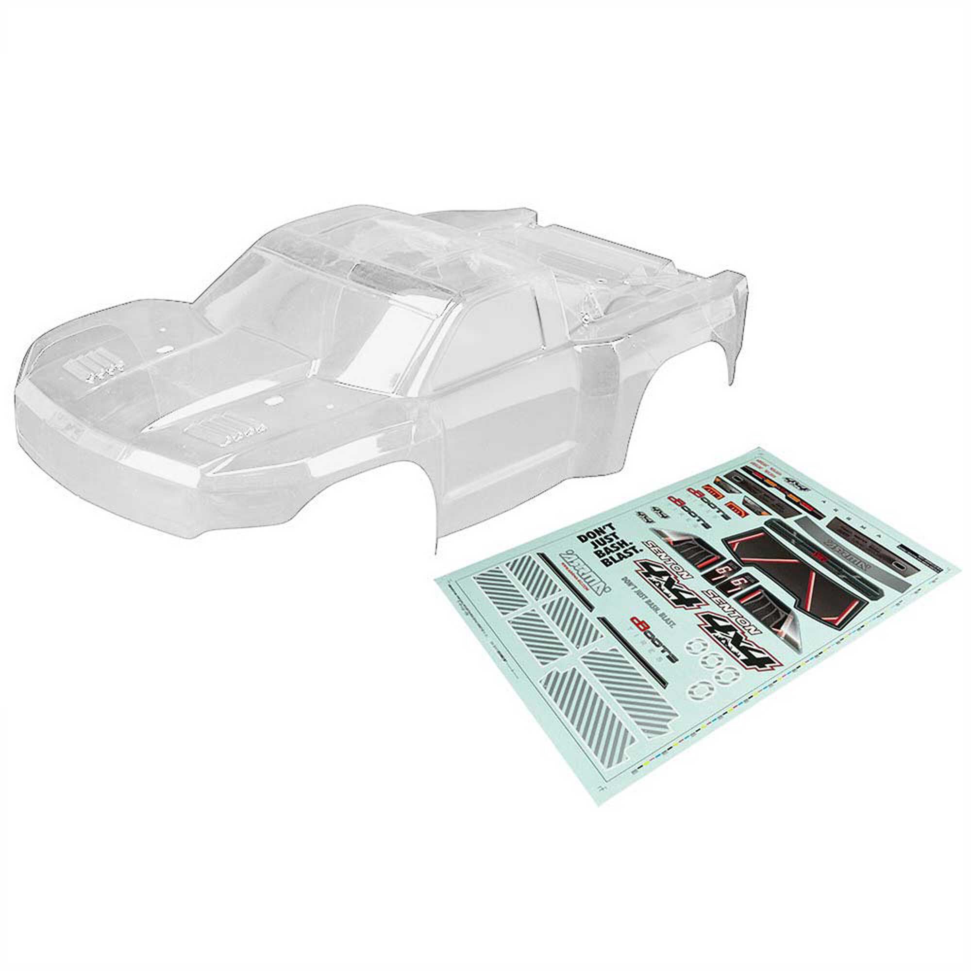 ARRMA 1/10 Clear Body with Decals: SENTON 4x4