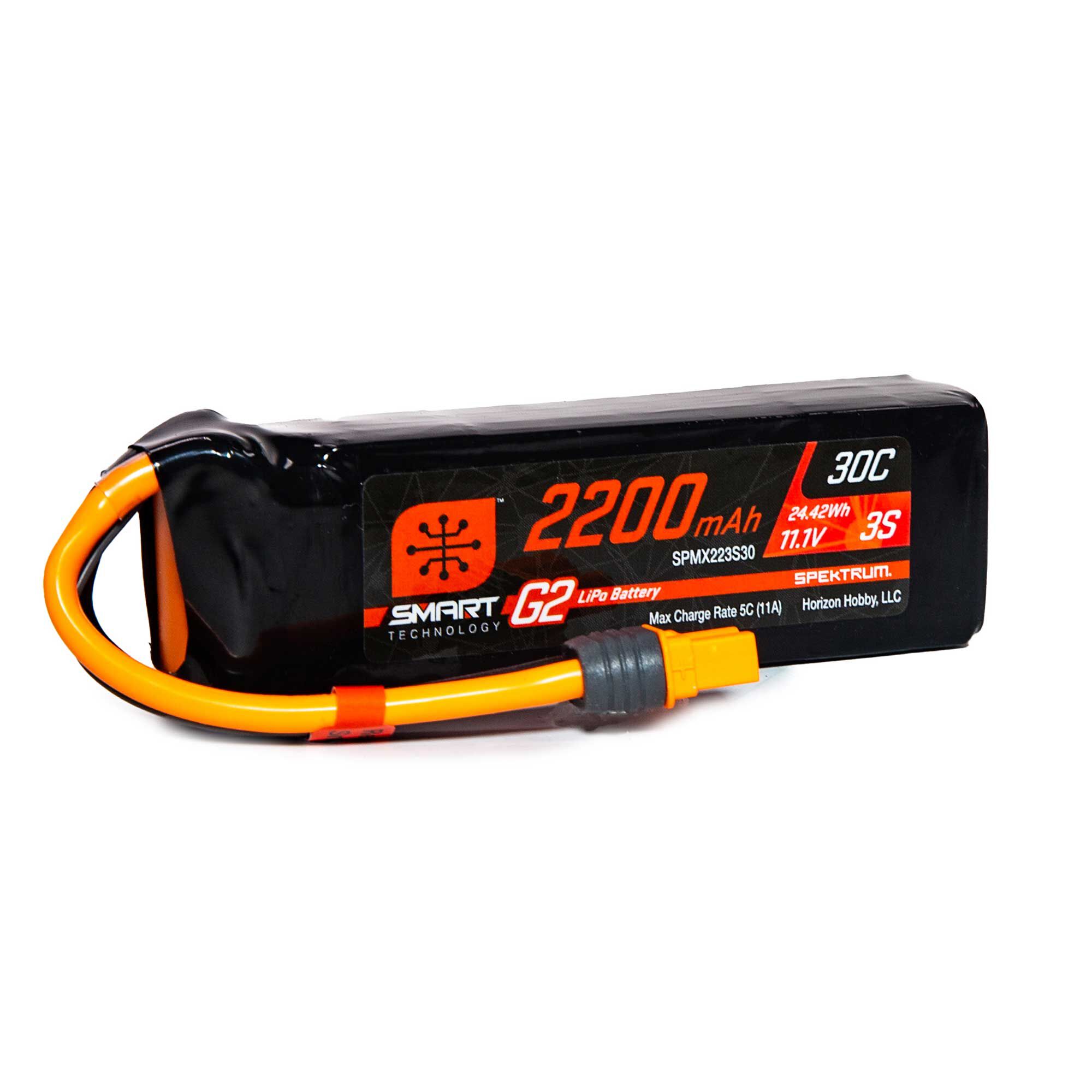 Spektrum Accessories 11.1V 2200mAh 3S 30C Smart G2 LiPo Battery: IC3
