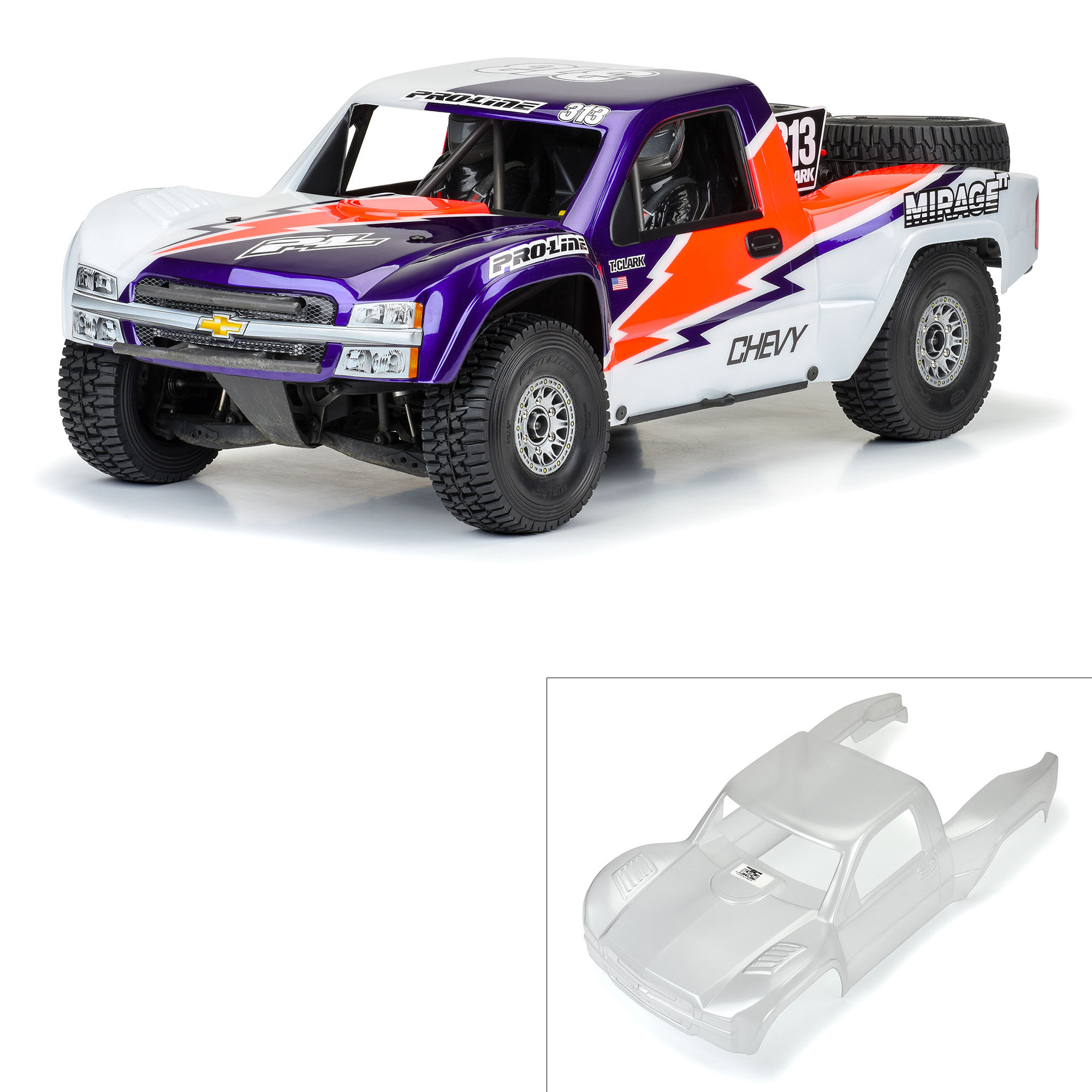 Pro-Line Racing 1/7 Pre-Cut 2007 Chevy Silverado Clear Body: Unlimited Desert Racer