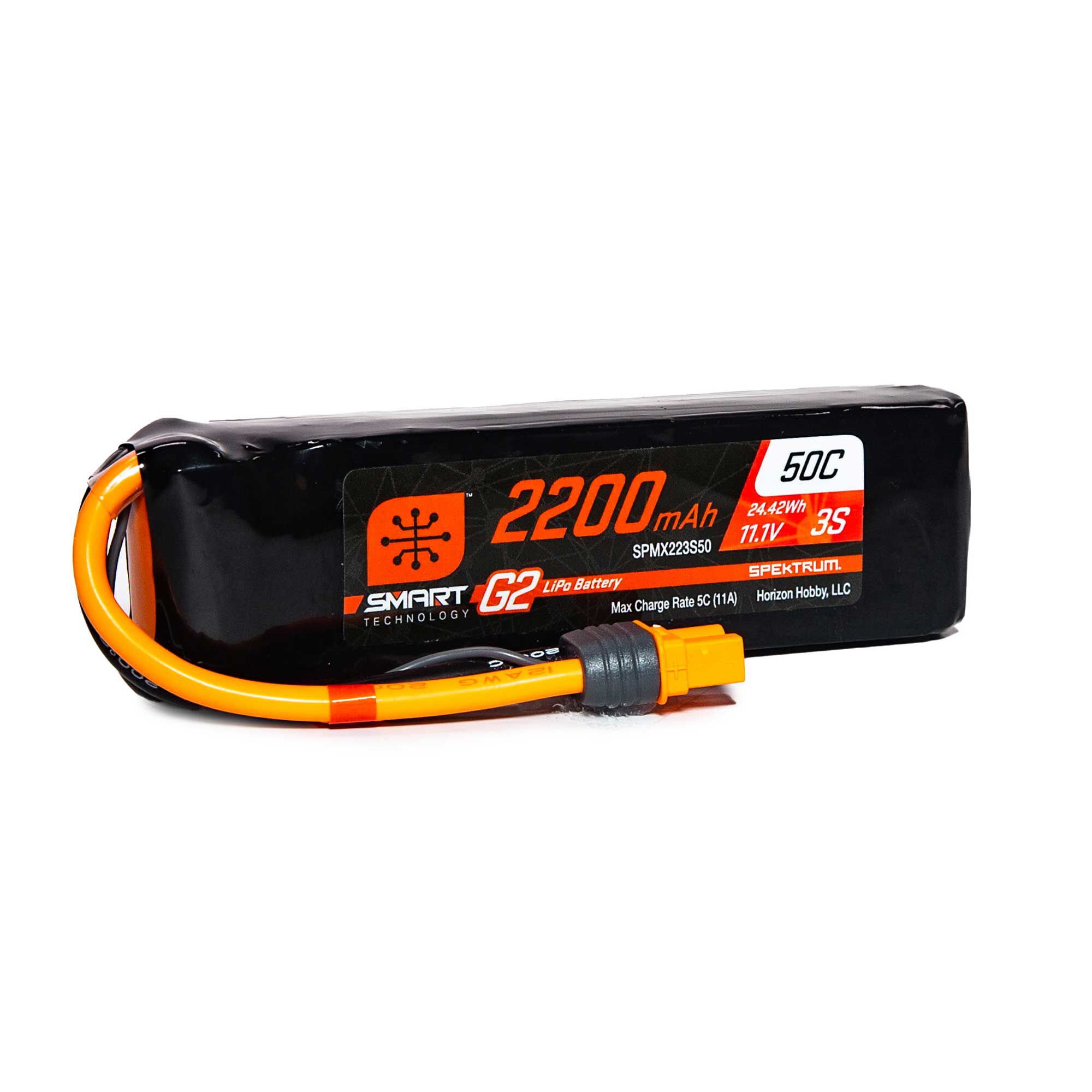 Spektrum Accessories 11.1V 2200mAh 3S 50C Smart G2 LiPo Battery: IC3