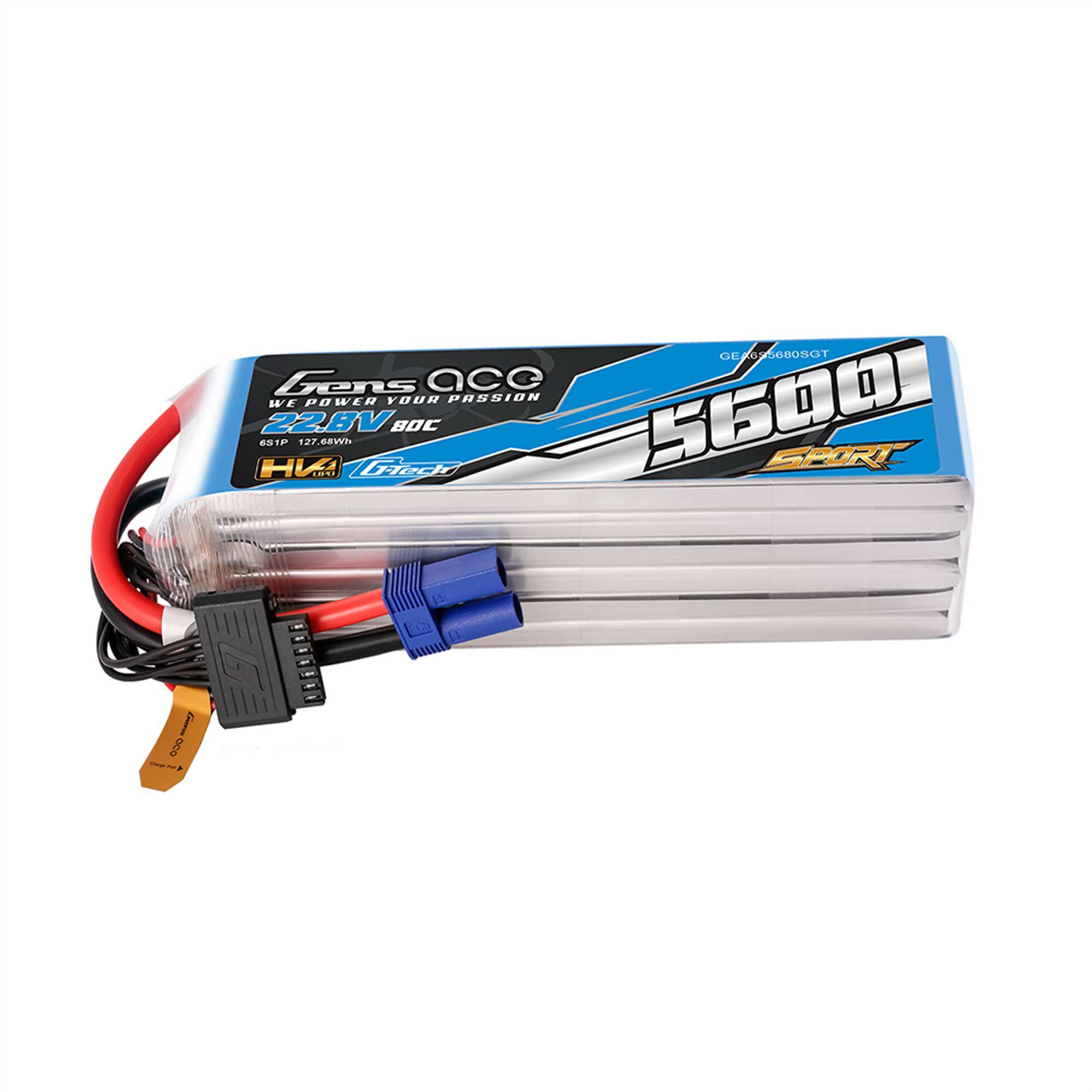 Gens ace 22.8V 5600mAh 6S 80C G-Tech LiHV Battery: EC5
