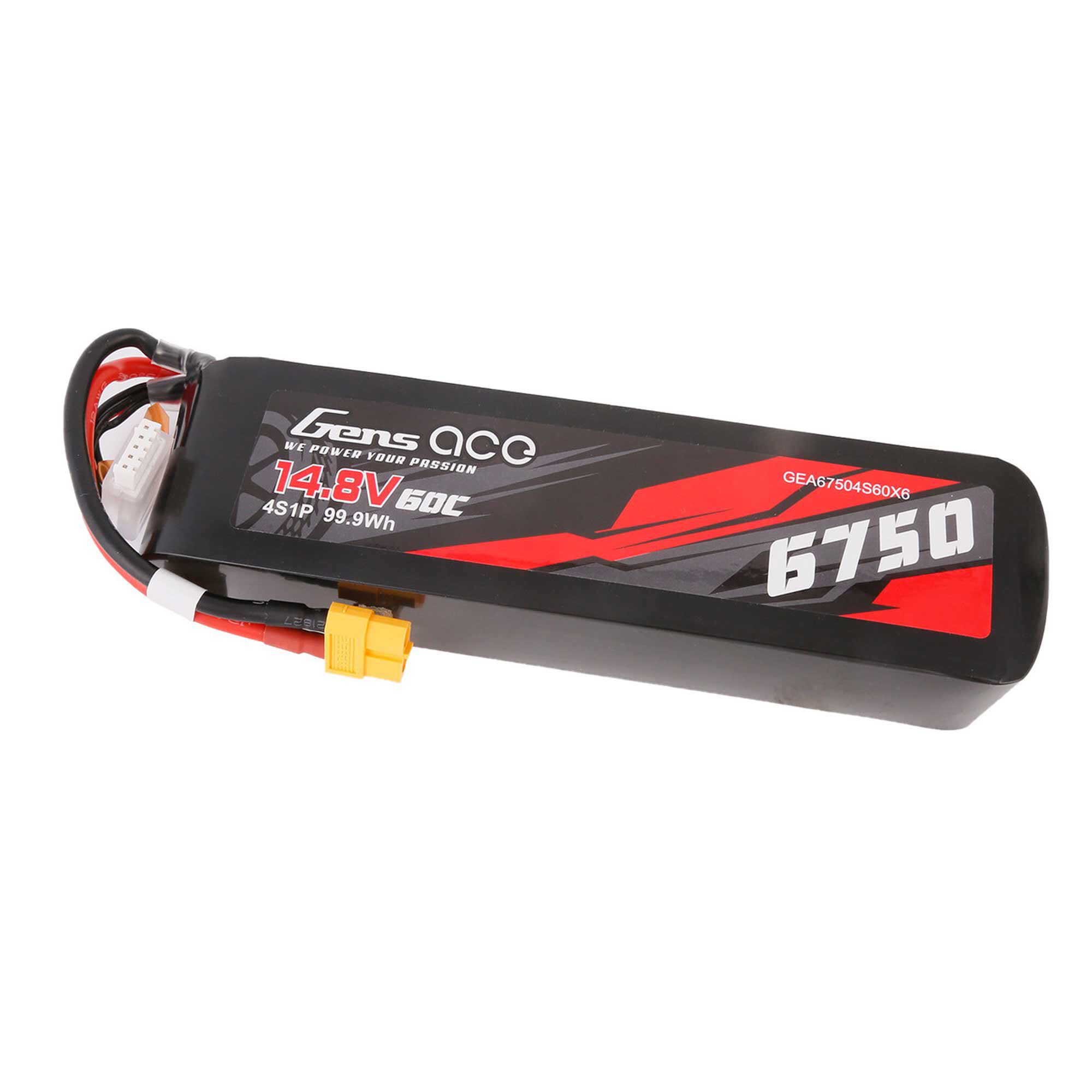 Gens ace 14.8V 6750mAh 4S 60C LiPo Battery: XT60