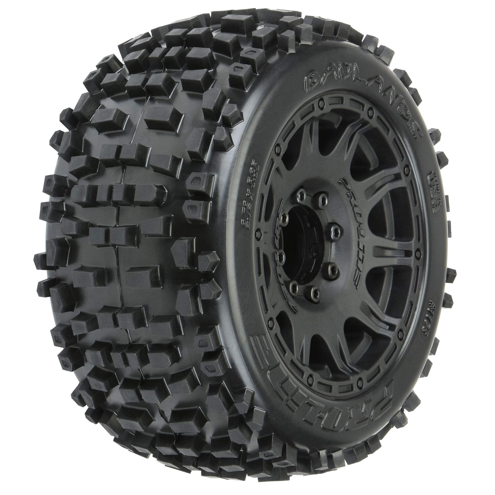 Pro-Line Racing 1/8 Badlands F/R 3.8" MT Tires Mounted 17mm Black Raid (2)