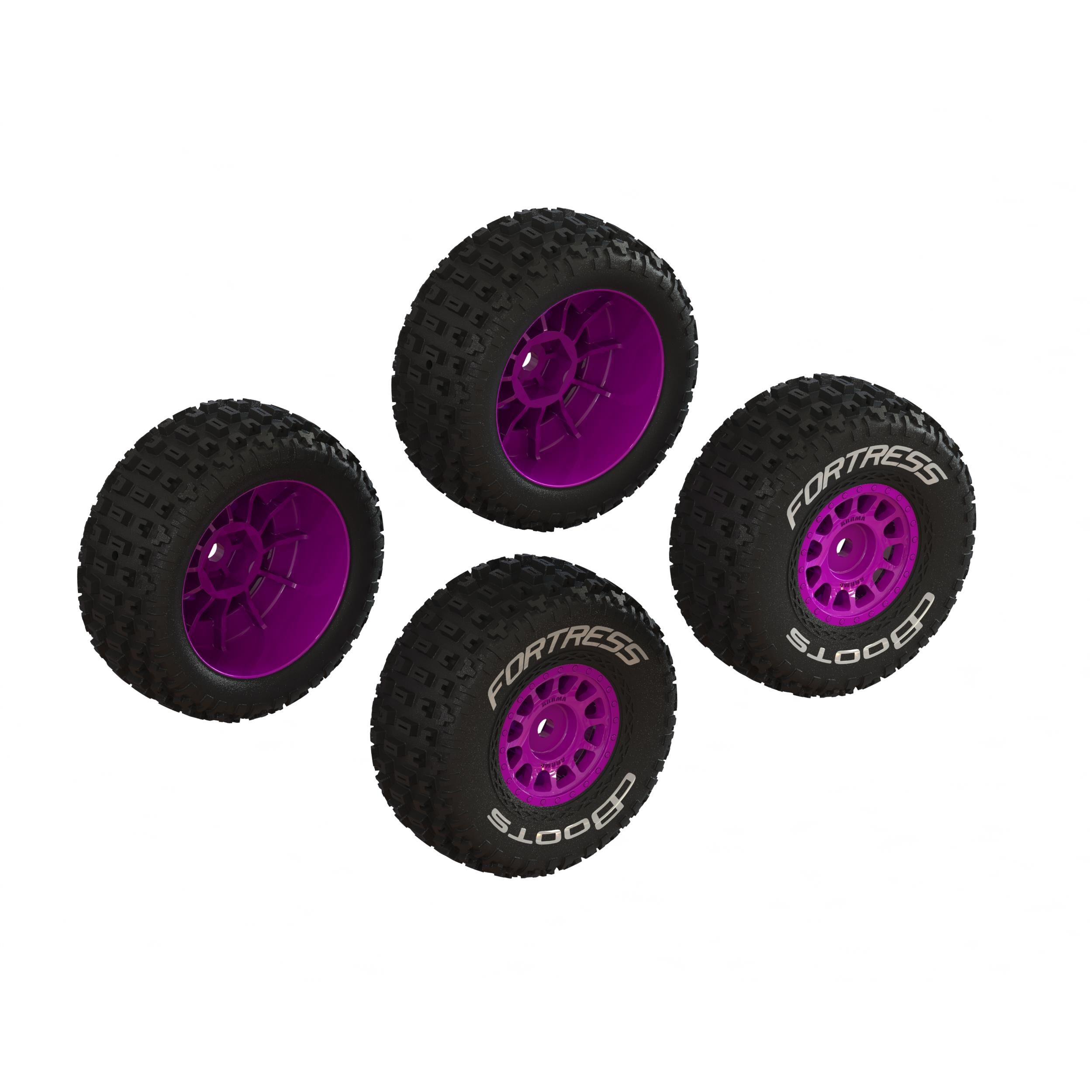 ARRMA dBoots 'FORTRESS' Glued Tire Set, Purple (2 Pairs)