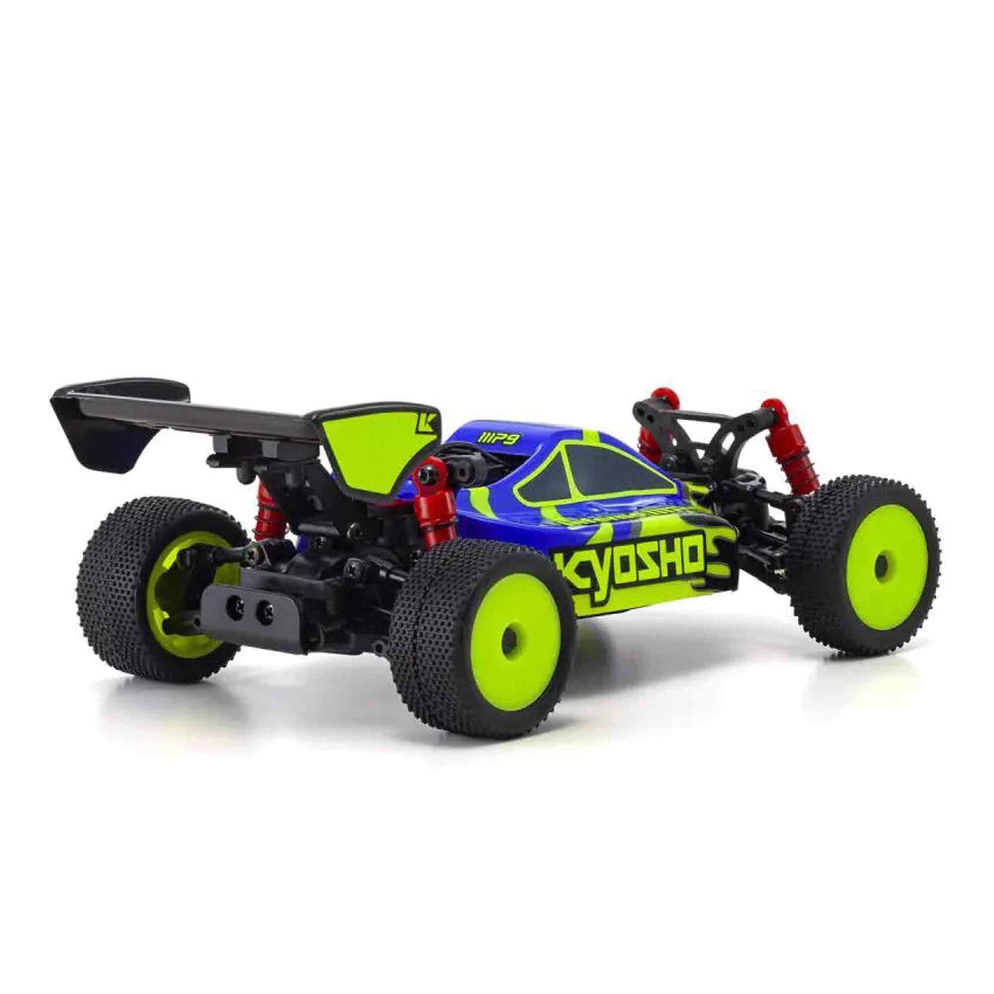 Kyosho 1/28 Inferno MP9 Mini-Z 4x4 Off-Road Buggy RTR, Blue/Yellow