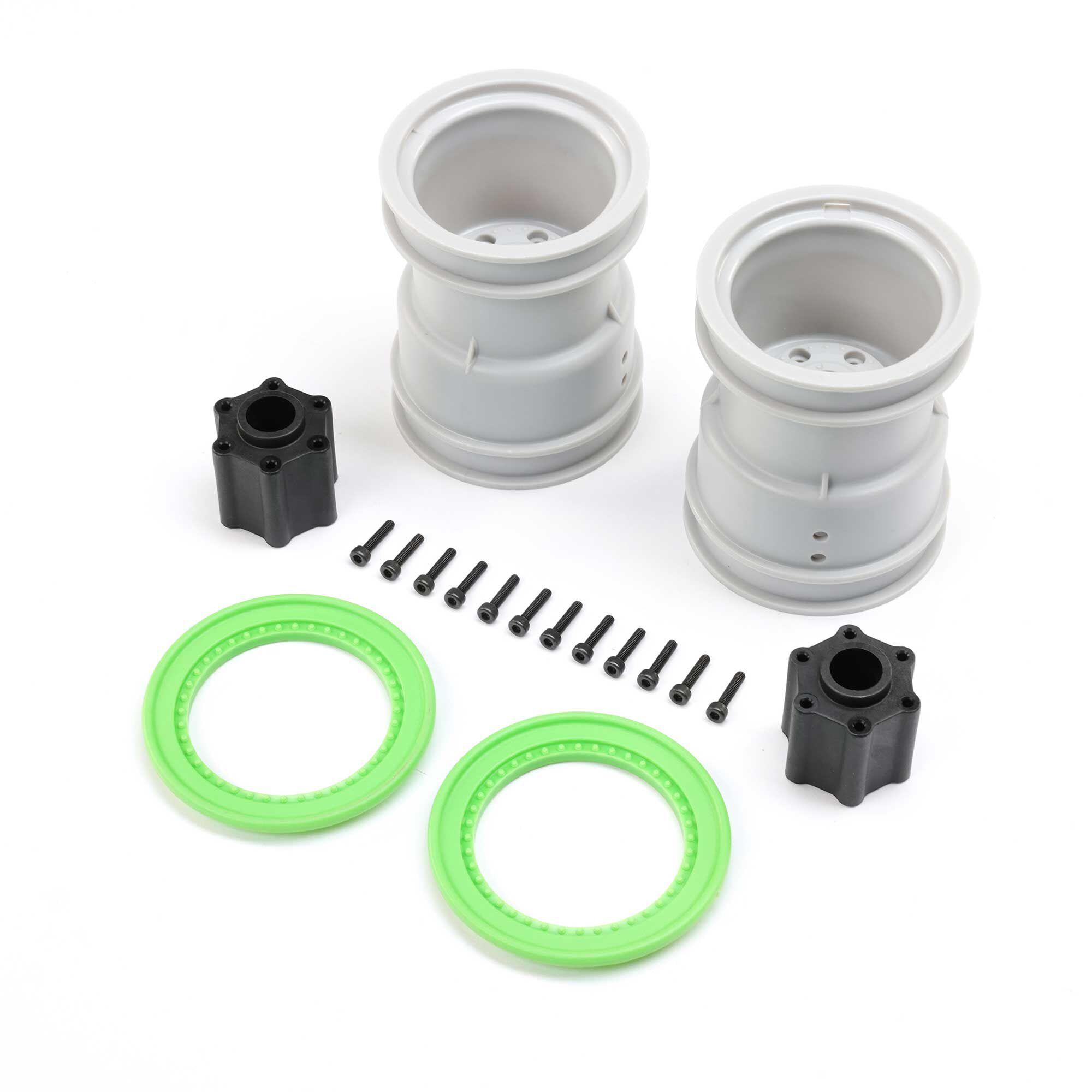 Losi 2.6" Wheel with Beadlock Rings, Green (2): LMT 2.0
