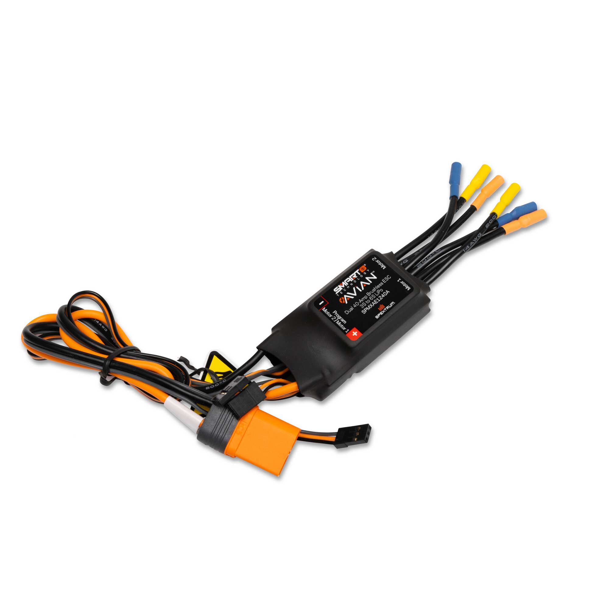Spektrum Accessories Avian 40-Amp Dual Smart Lite Brushless ESC, 3S-6S: IC5
