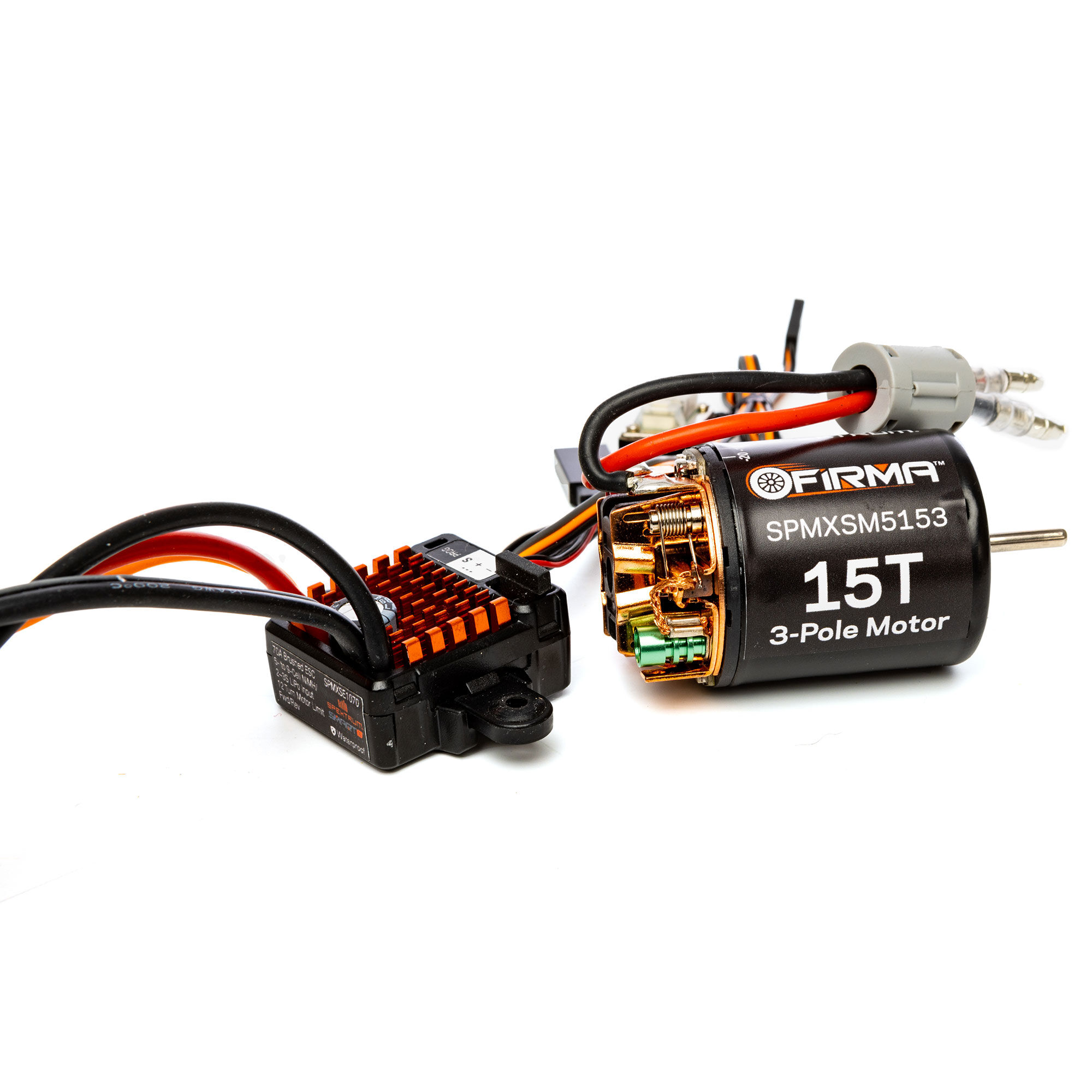 Spektrum Accessories Firma 70A Brushed Smart ESC, 2S-3S: IC3 / 15T Brushed Motor Combo