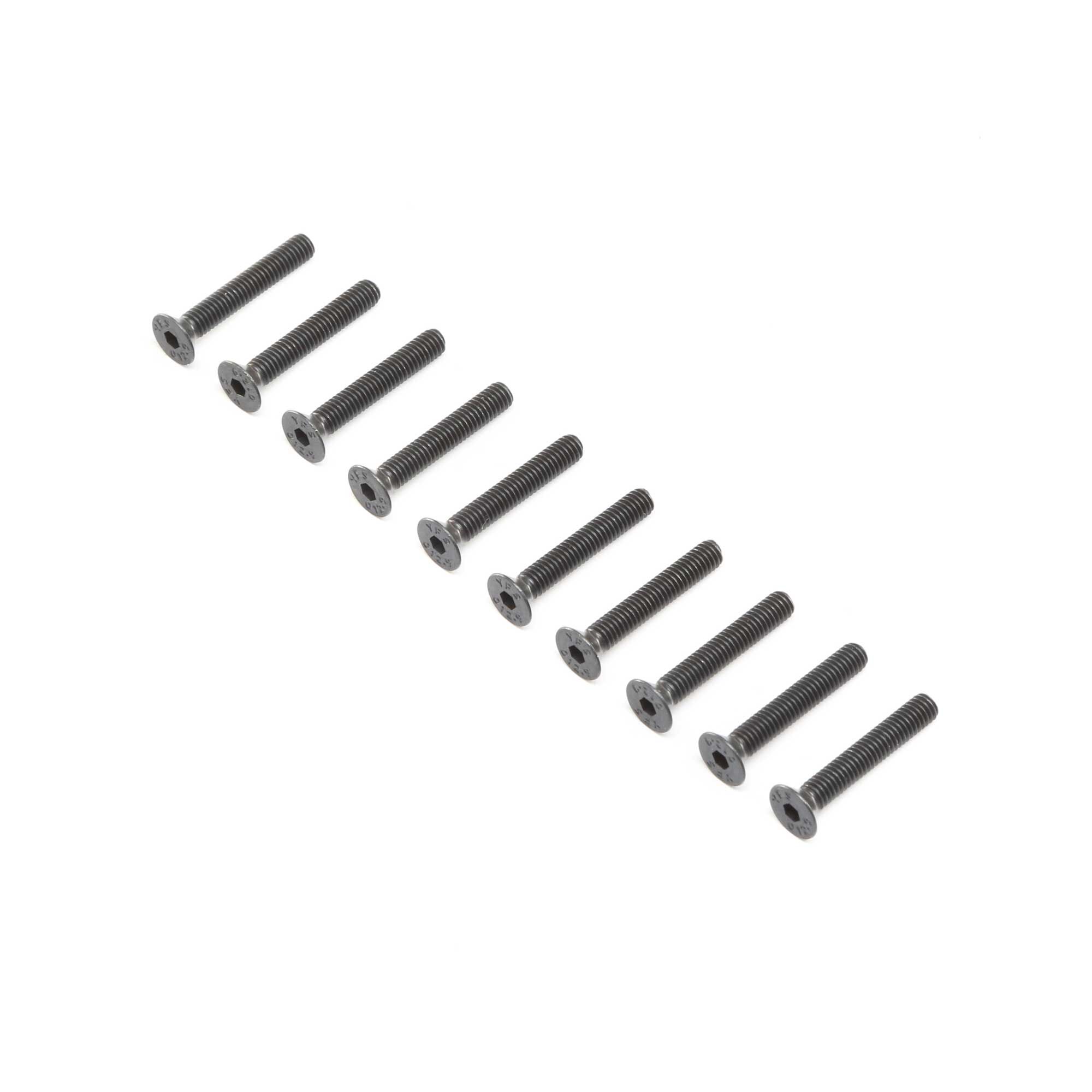 Losi Flat Head Screws, Steel, Black Oxide, M4 x 25mm (10)
