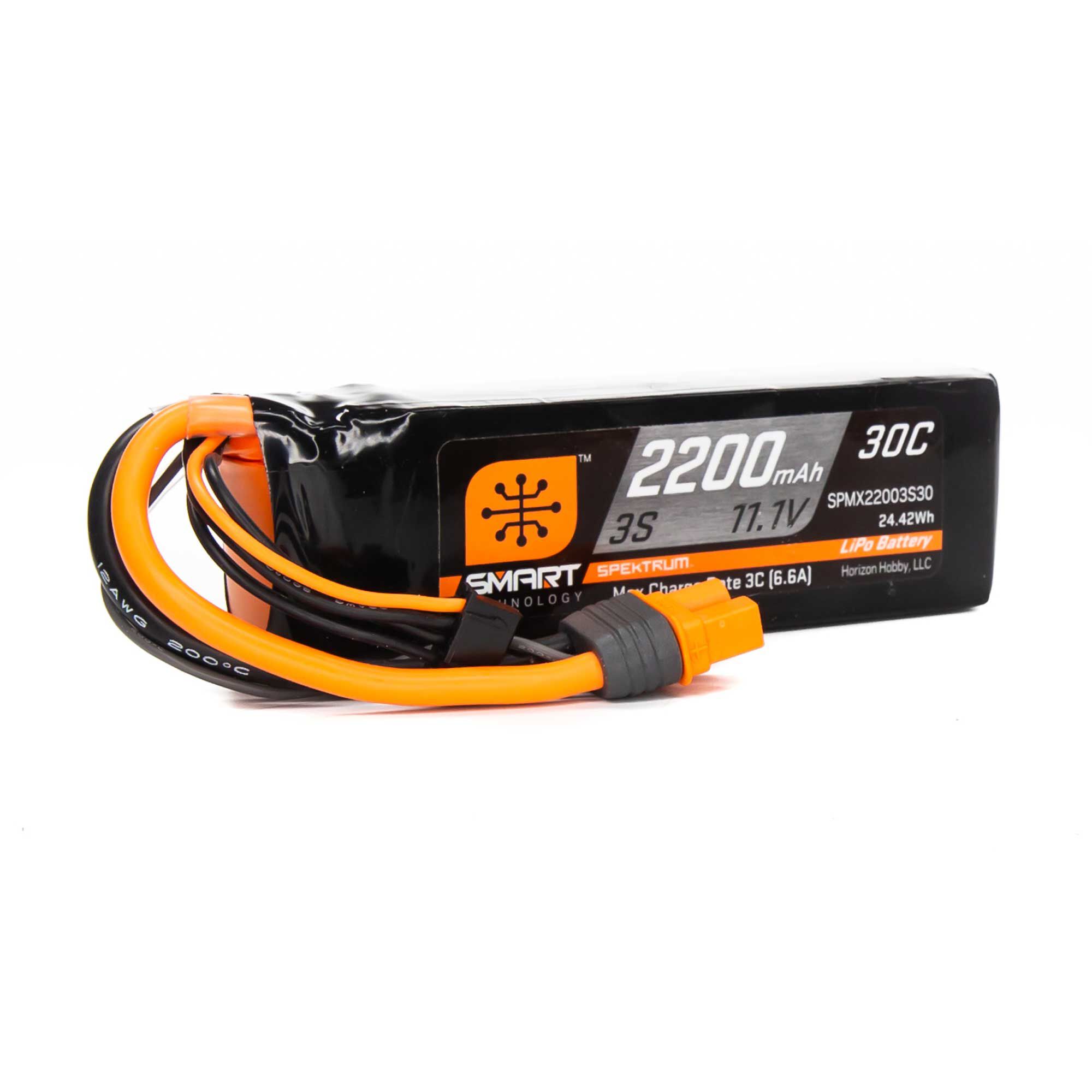 Spektrum Accessories 11.1V 2200mAh 3S 30C Smart LiPo Battery: IC3