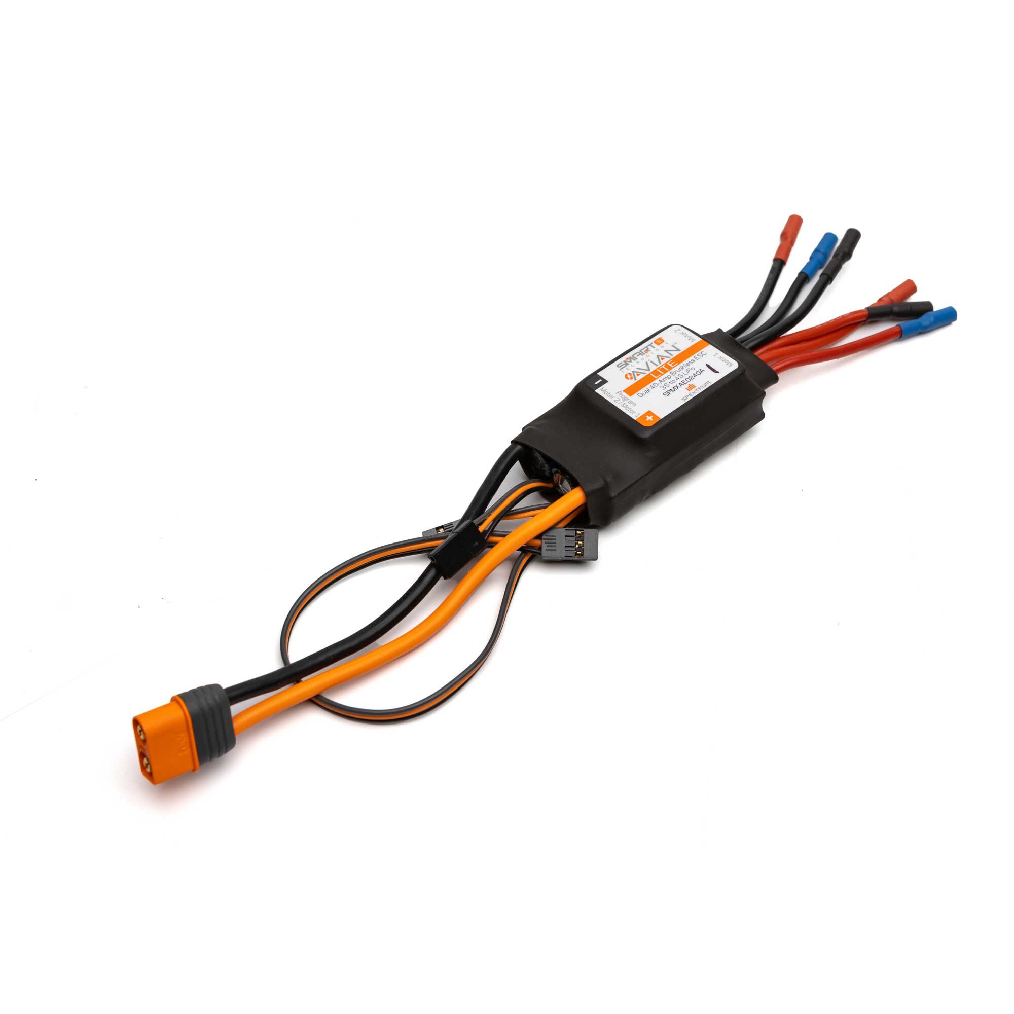 Spektrum Accessories Avian 40-Amp Dual Smart Lite Brushless ESC, 3S-4S: IC3