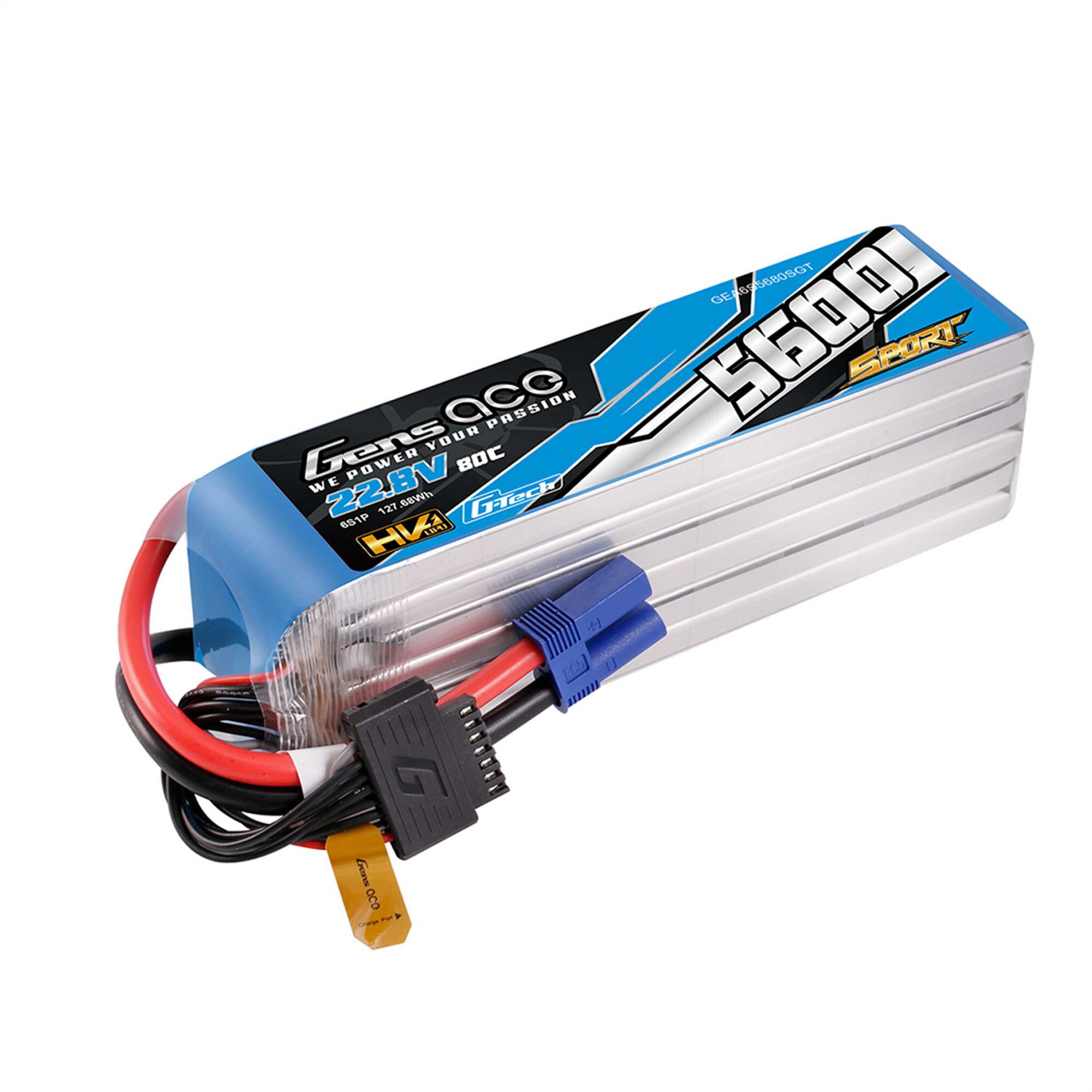 Gens ace 22.8V 5600mAh 6S 80C G-Tech LiHV Battery: EC5