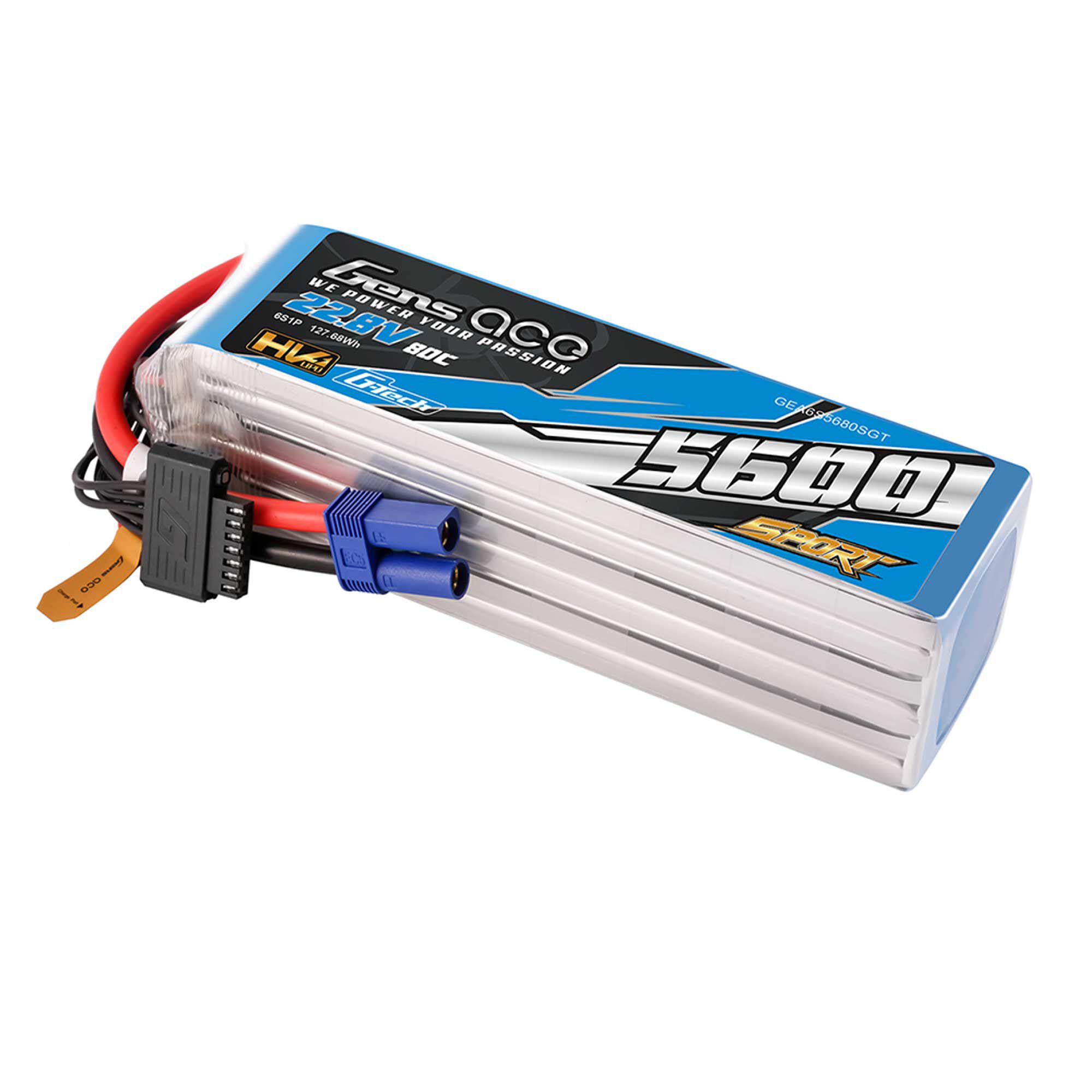 Gens ace 22.8V 5600mAh 6S 80C G-Tech LiHV Battery: EC5