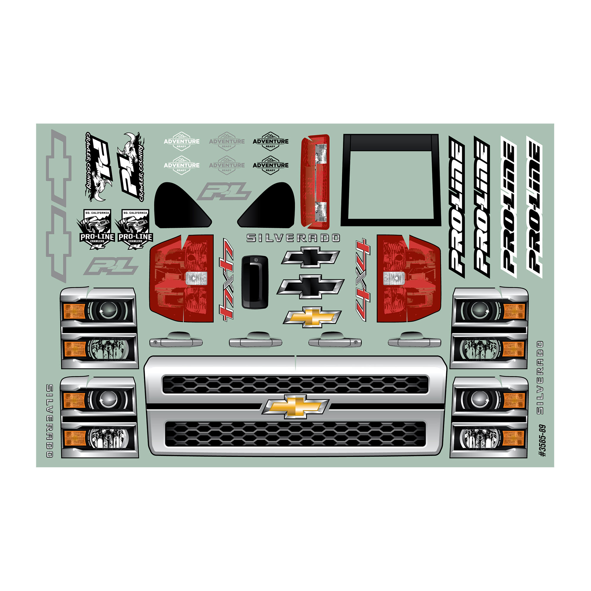 Pro-Line Racing 1/10 2015 Chevy Silverado Pre-Runner Clear Body 12.3" WB Crawlers