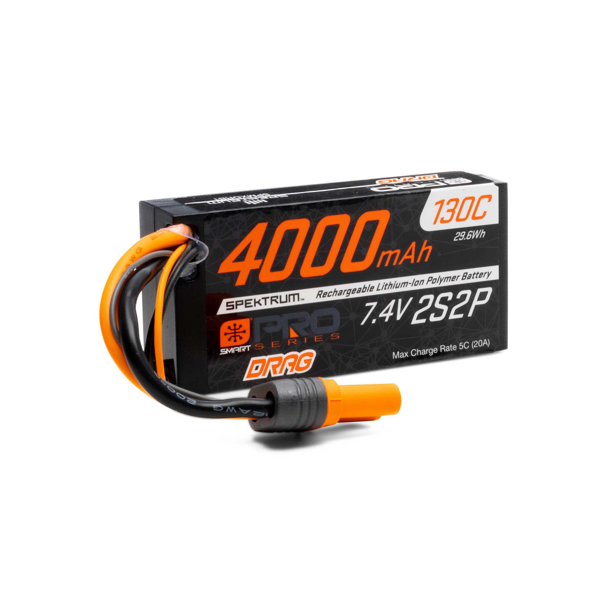 Spektrum Accessories 7.4V 4000mAh 2S 130C Smart No Prep Drag LiPo Battery: IC5