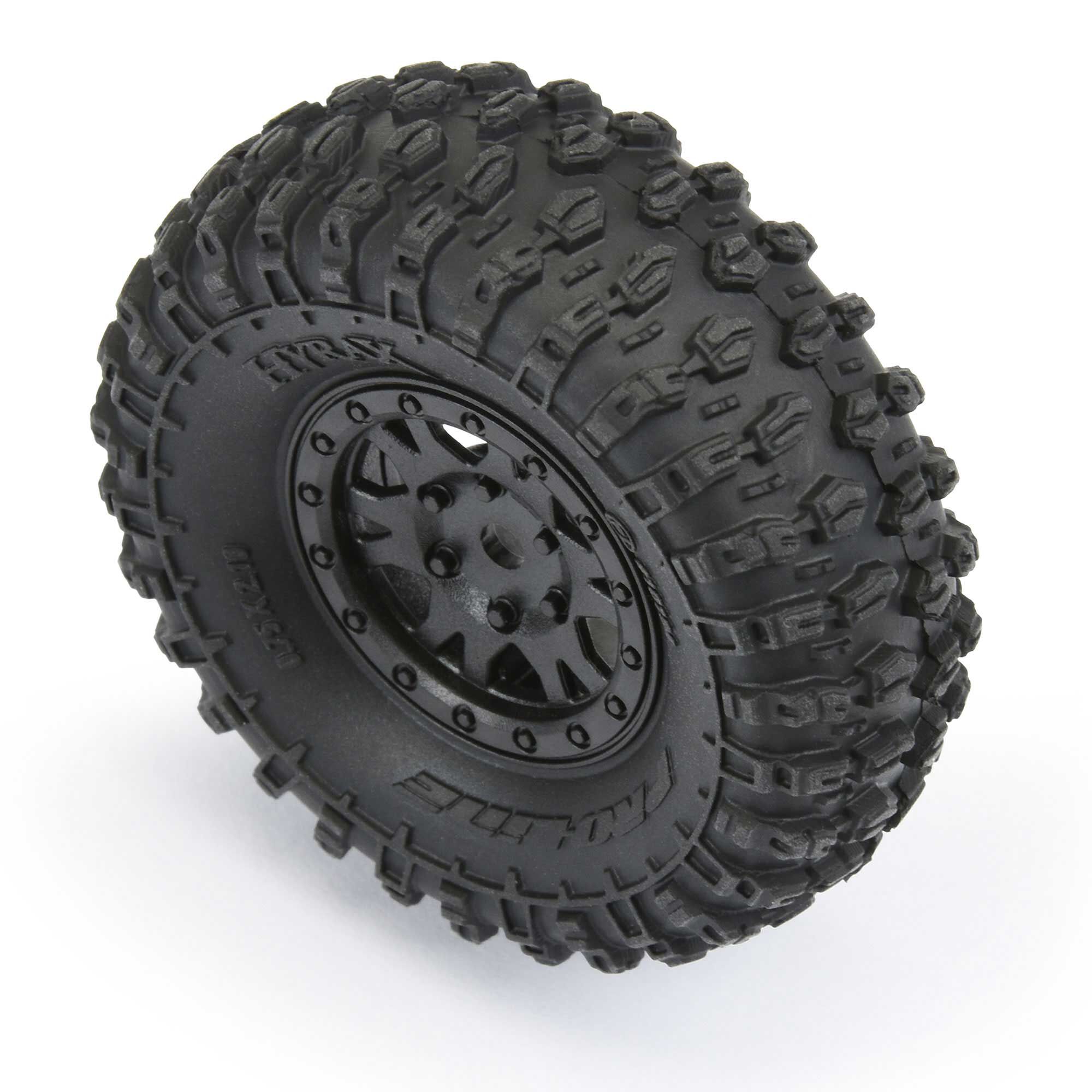 Pro-Line Racing 1/24 Hyrax Front/Rear 1.0" Tires Mounted 7mm Black Impulse (4): SCX24