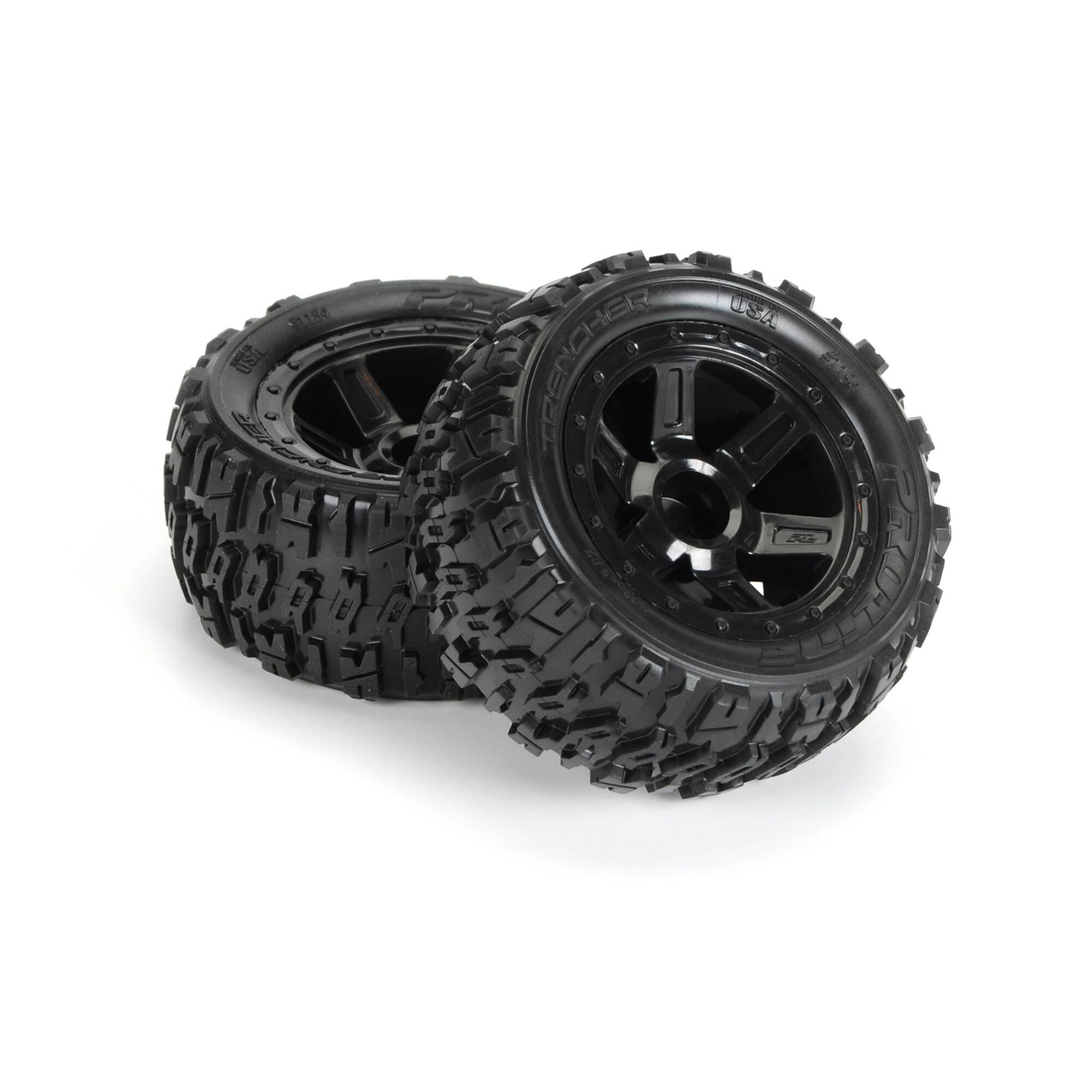 Pro-Line Racing 1/16 Trencher M2 Fr/Rr 2.2" Tires Mounted 12mm Blk Desperado (2)
