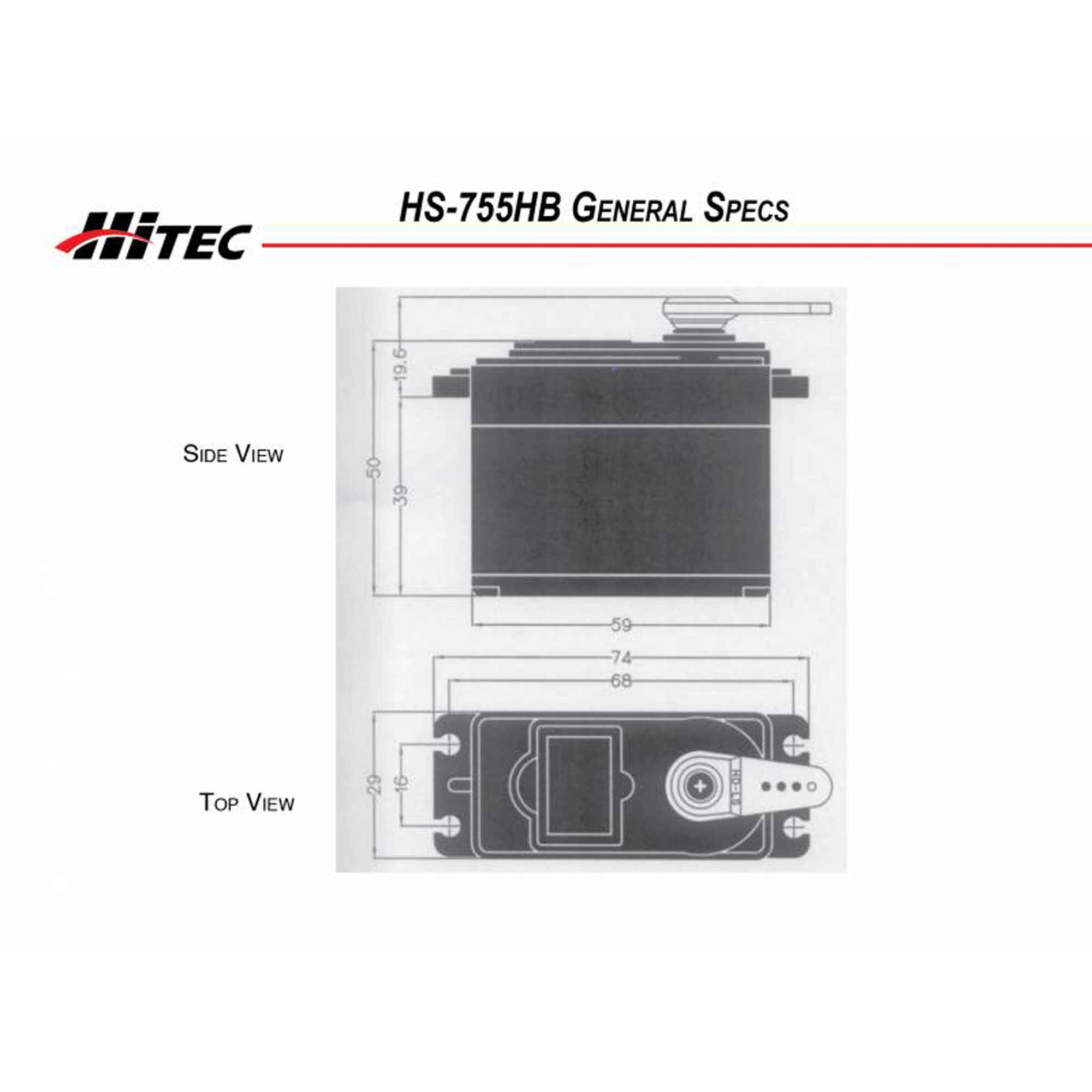 Hitec RCD Inc. HS-755HB Giant Scale Analog Karbonite Gear Servo