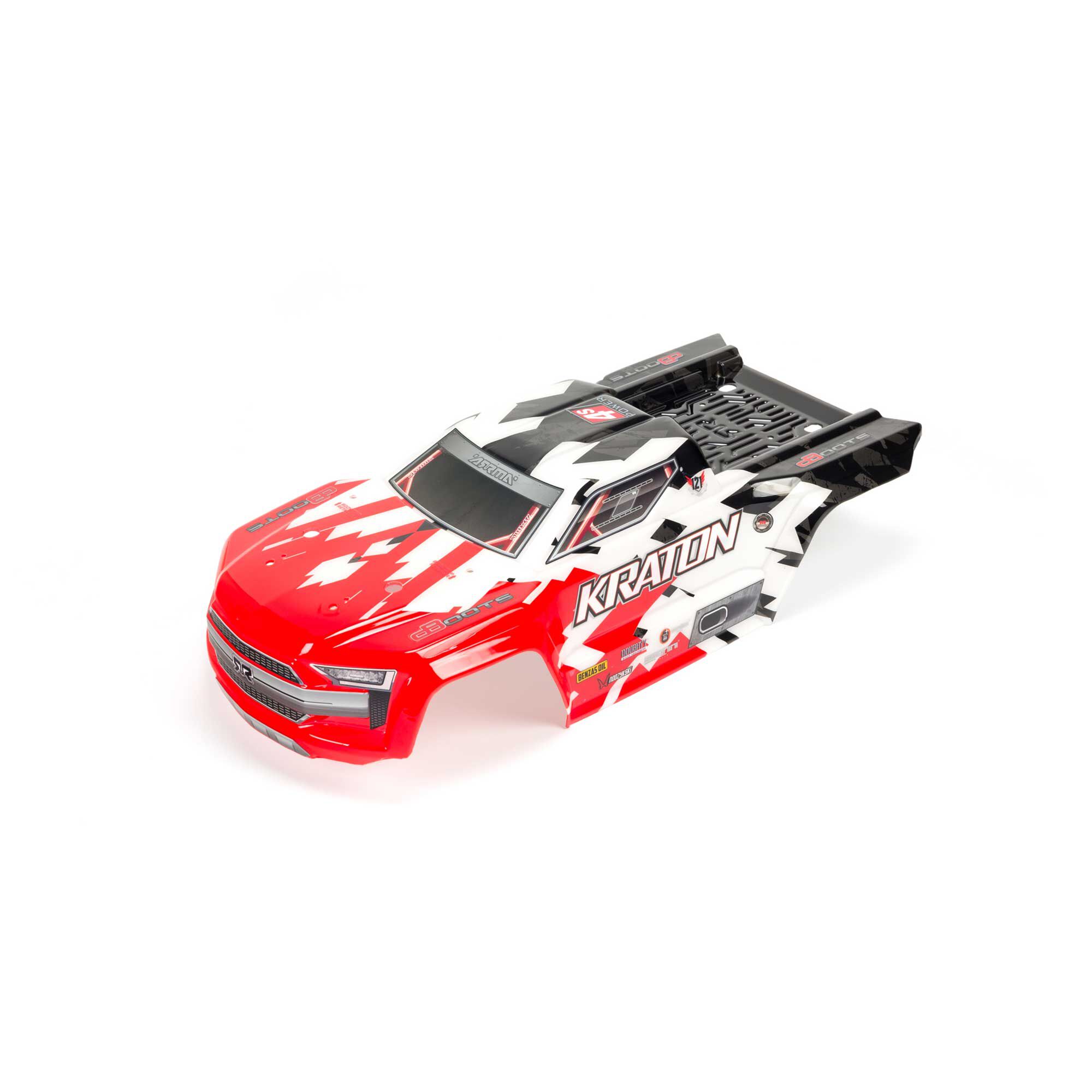 ARRMA 1/10 Painted Trimmed Body with Decals, Red: KRATON 4X4 BLX