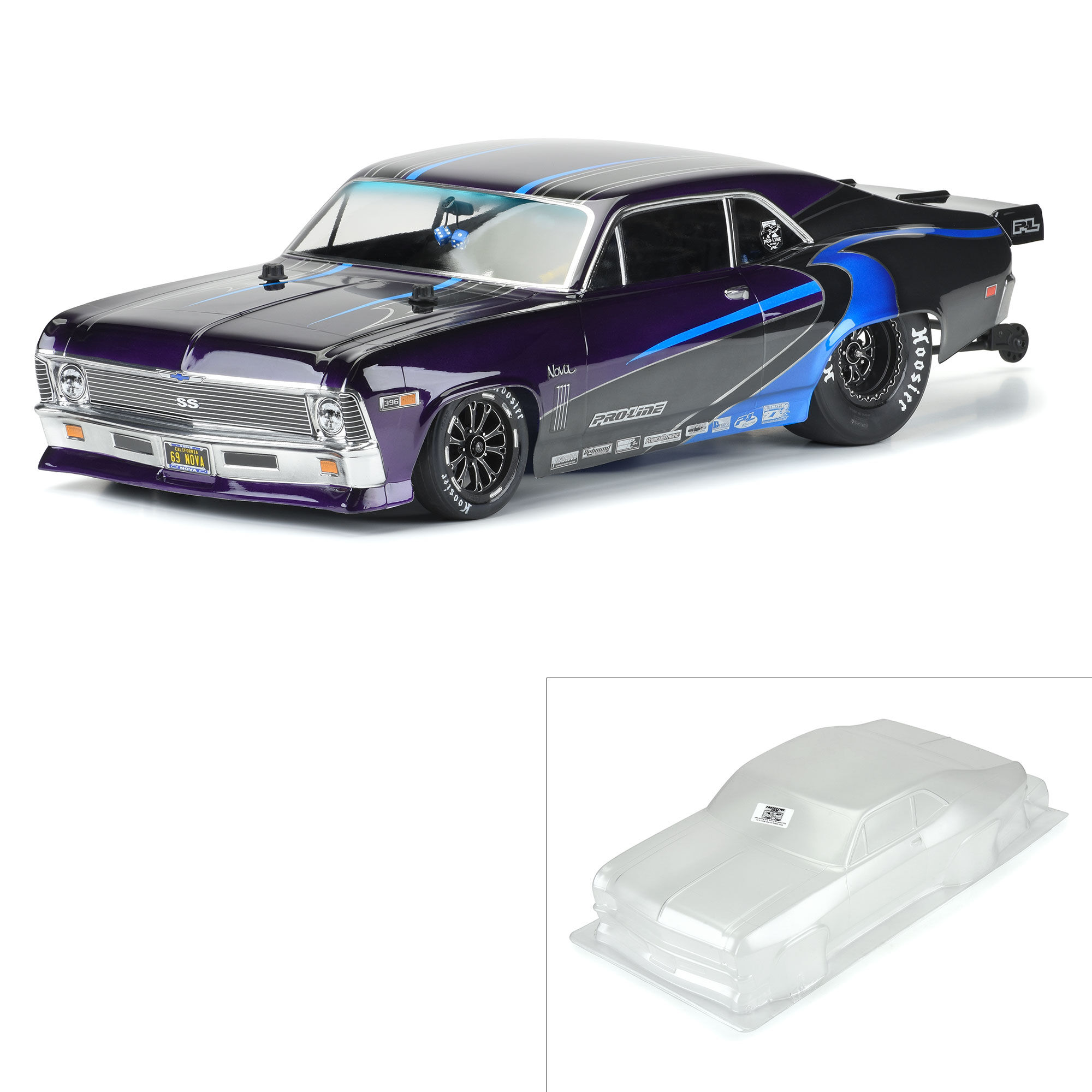 Pro-Line Racing 1/10 1969 Chevrolet Nova Clear Body: Drag Car