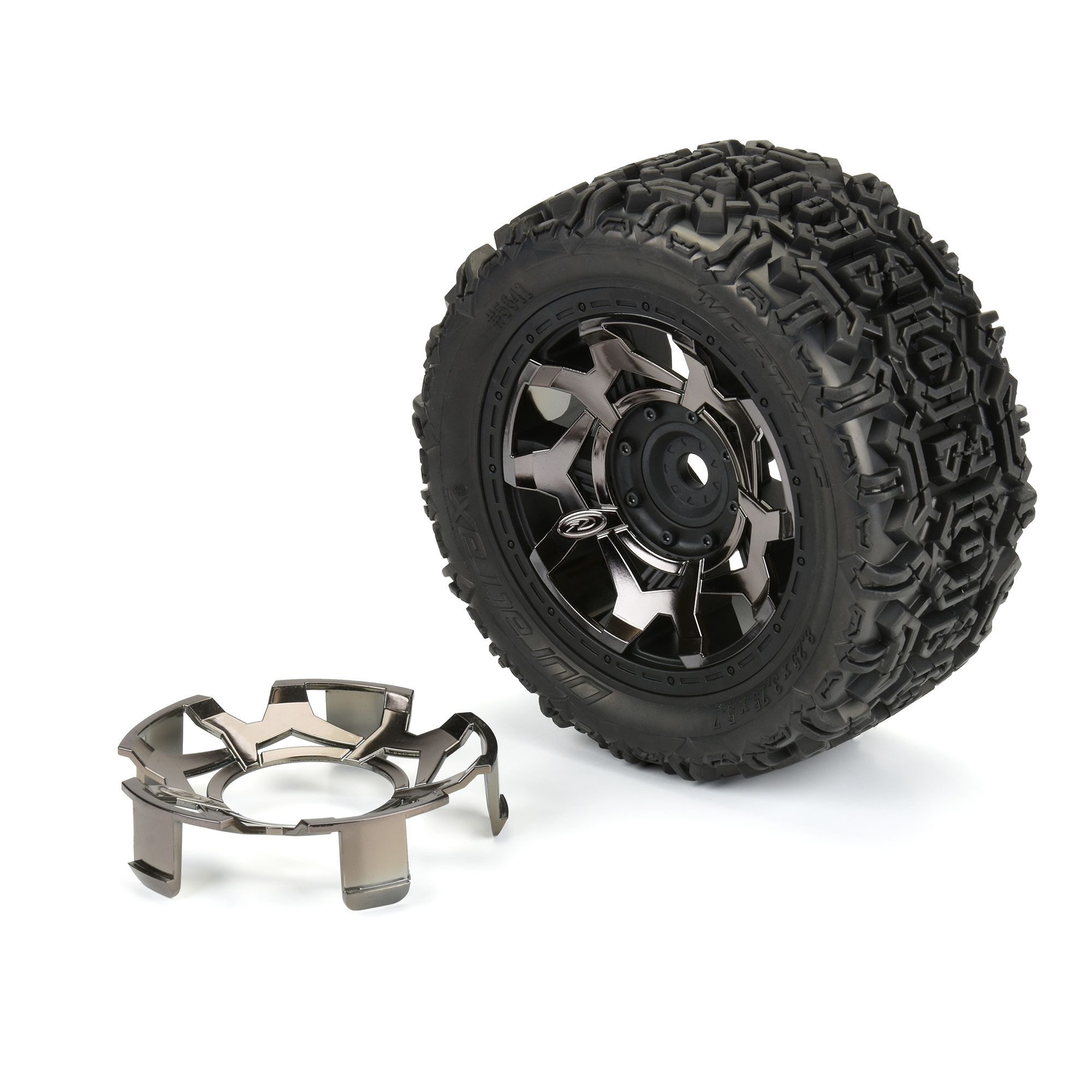 Duratrax Clip-Lock Wheel Face Black Chrome for Ripper 5.7" Wheel (2)