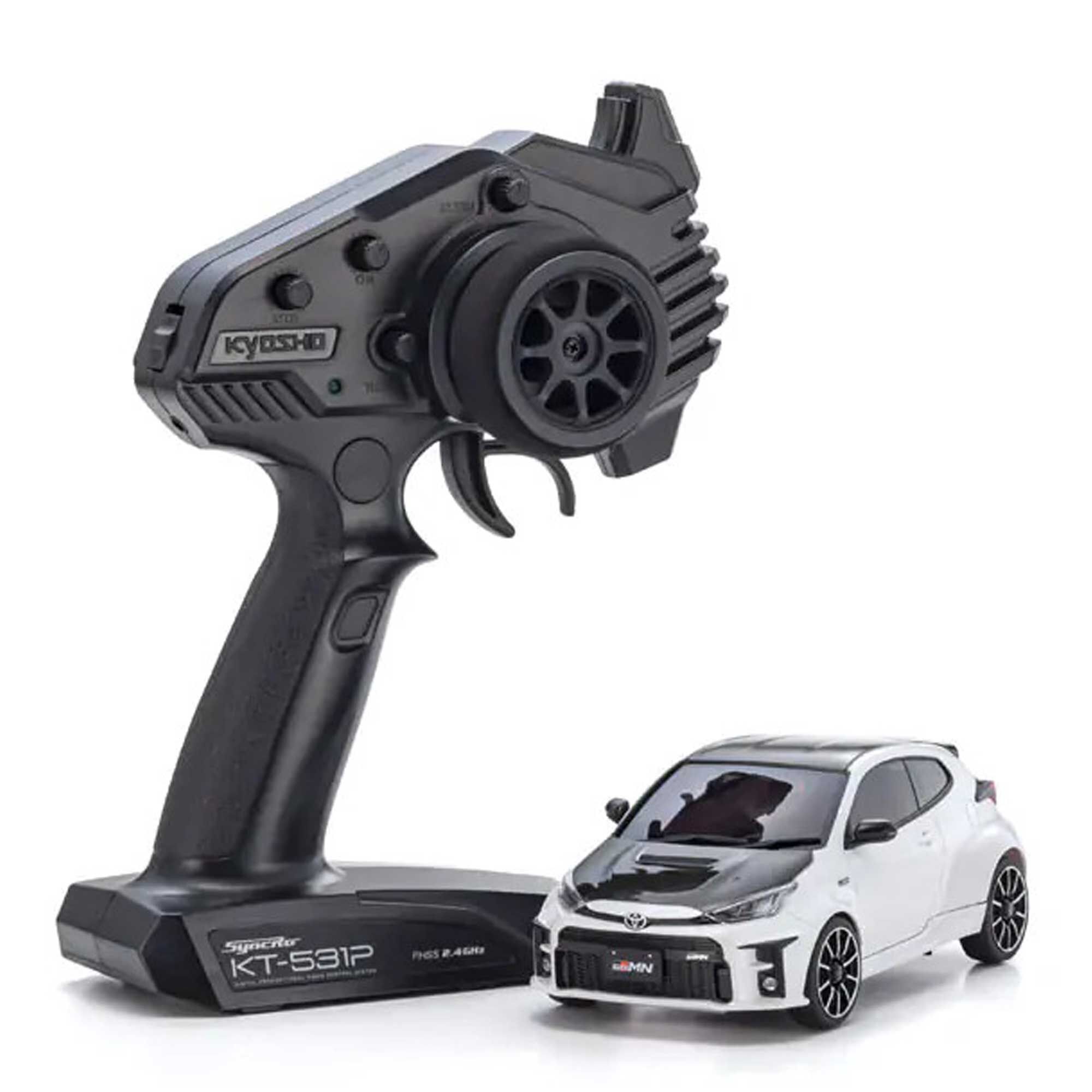 Kyosho 1/28 Toyota GRMN Yaris Rally Package MA-02 MINI-Z AWD RTR, Platinum White Pearl