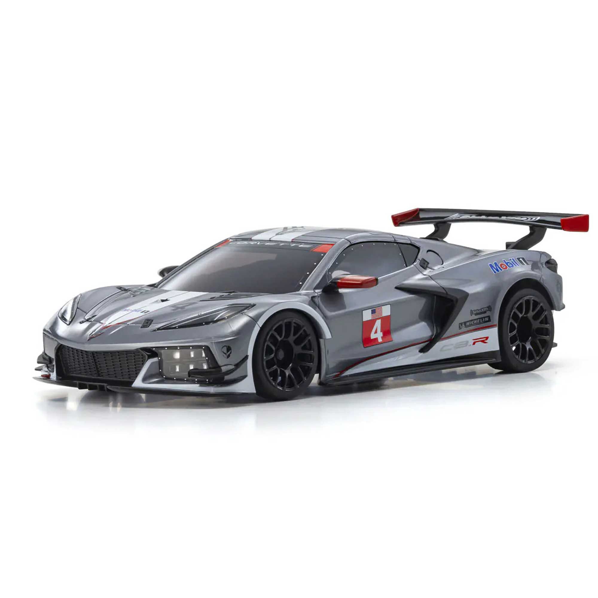 Kyosho 1/28 Chevrolet Corvette C8.R MR-04 MINI-Z RWD RTR, Guntmetal/ White