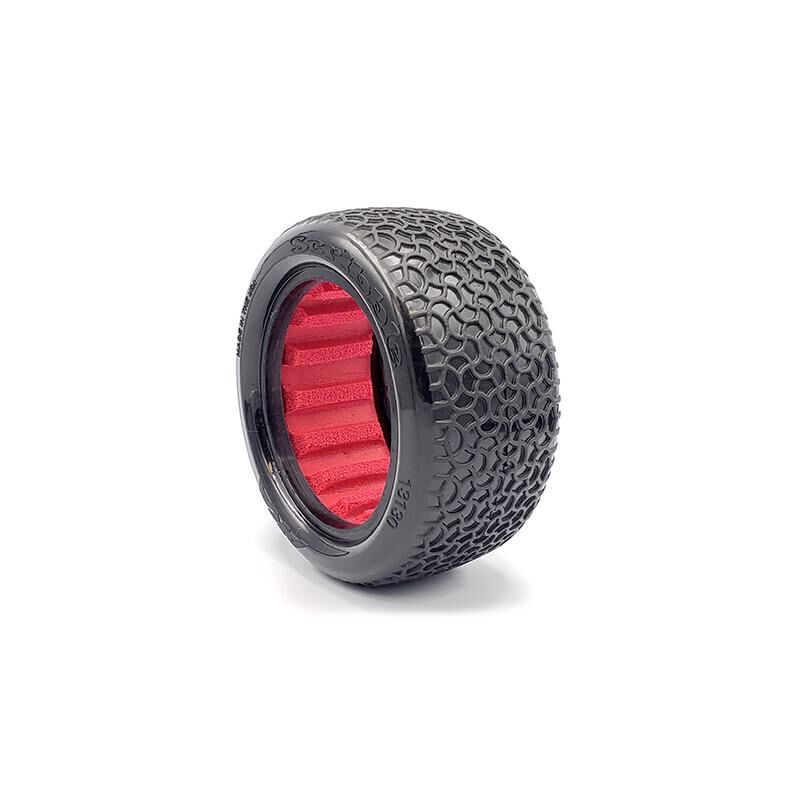 AKA PRODUCTS, INC. 1/10 Scribble Rear 2.2 Tires, Super Soft Long Wear with Red Inserts (2): Buggy