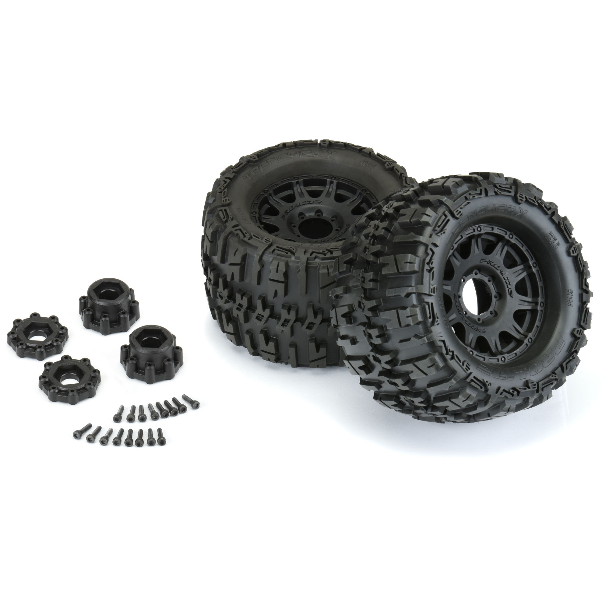 Pro-Line Racing 1/8 Trencher X F/R 3.8" MT Tires Mounted 17mm Black Raid (2)