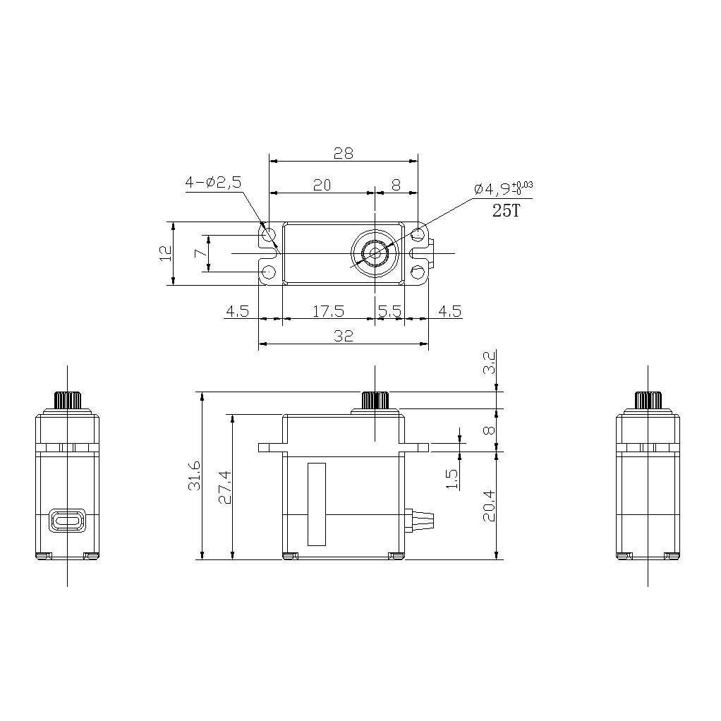REEFS RC 99 Micro Digital Metal Gear Waterproof Servo, Black