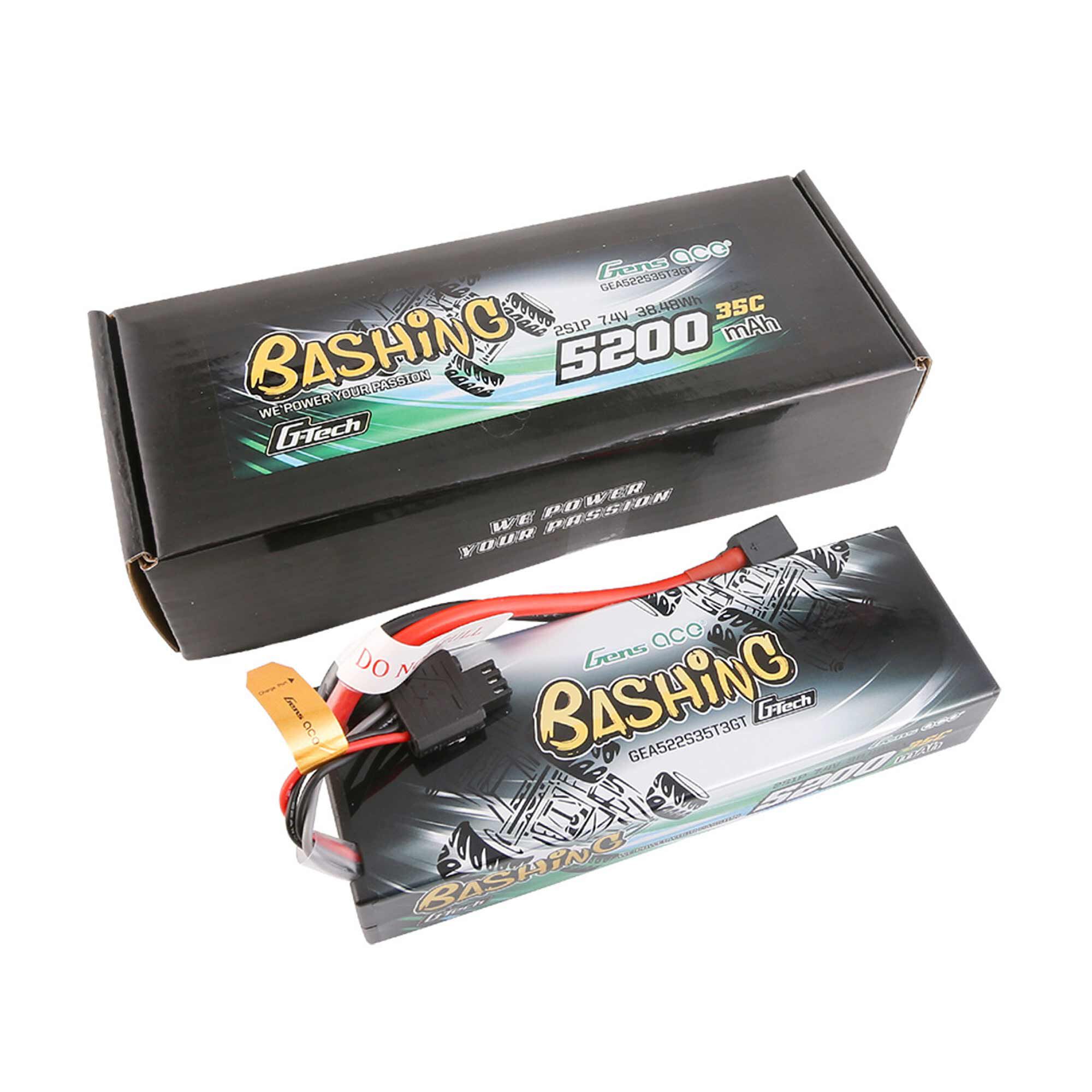 Gens ace 7.4V 5200mAh 2S 35C G-Tech Smart Bashing Hardcase LiPo Battery: EC3/ Deans/ XT60