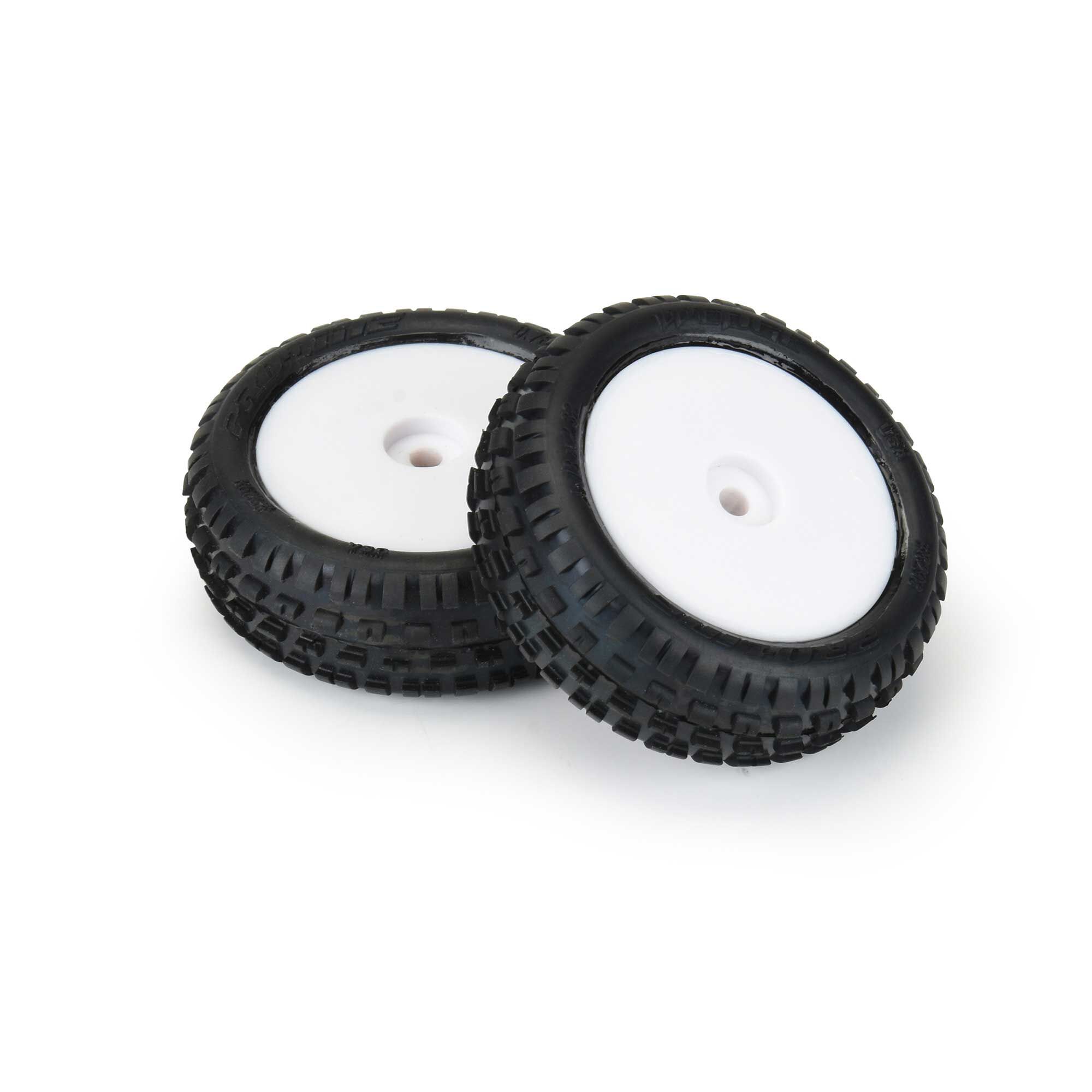Pro-Line Racing 1/18 Wedge Front Carpet Mini-B Tires Mounted 8mm White Wheels (2)