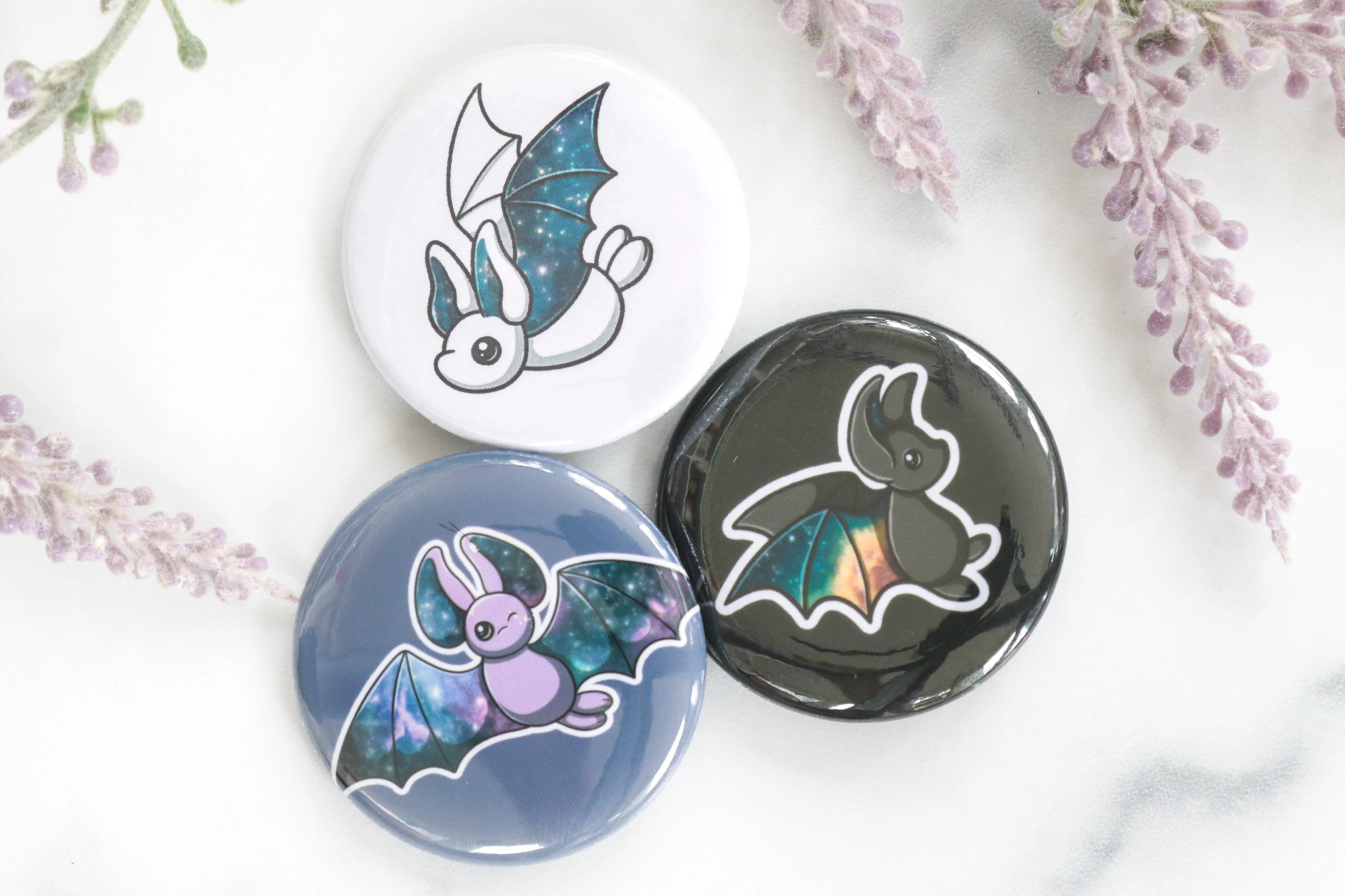 Galaxy Bat Pinback Buttons