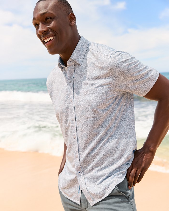 Tommy Bahama San Lucio Tri Leaf Geo Stretch Knit Shirt