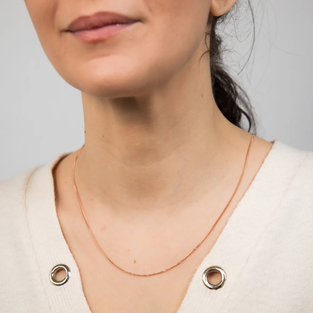 9ct Rose Solid Gold 40 Gauge Curb Chain 56cm