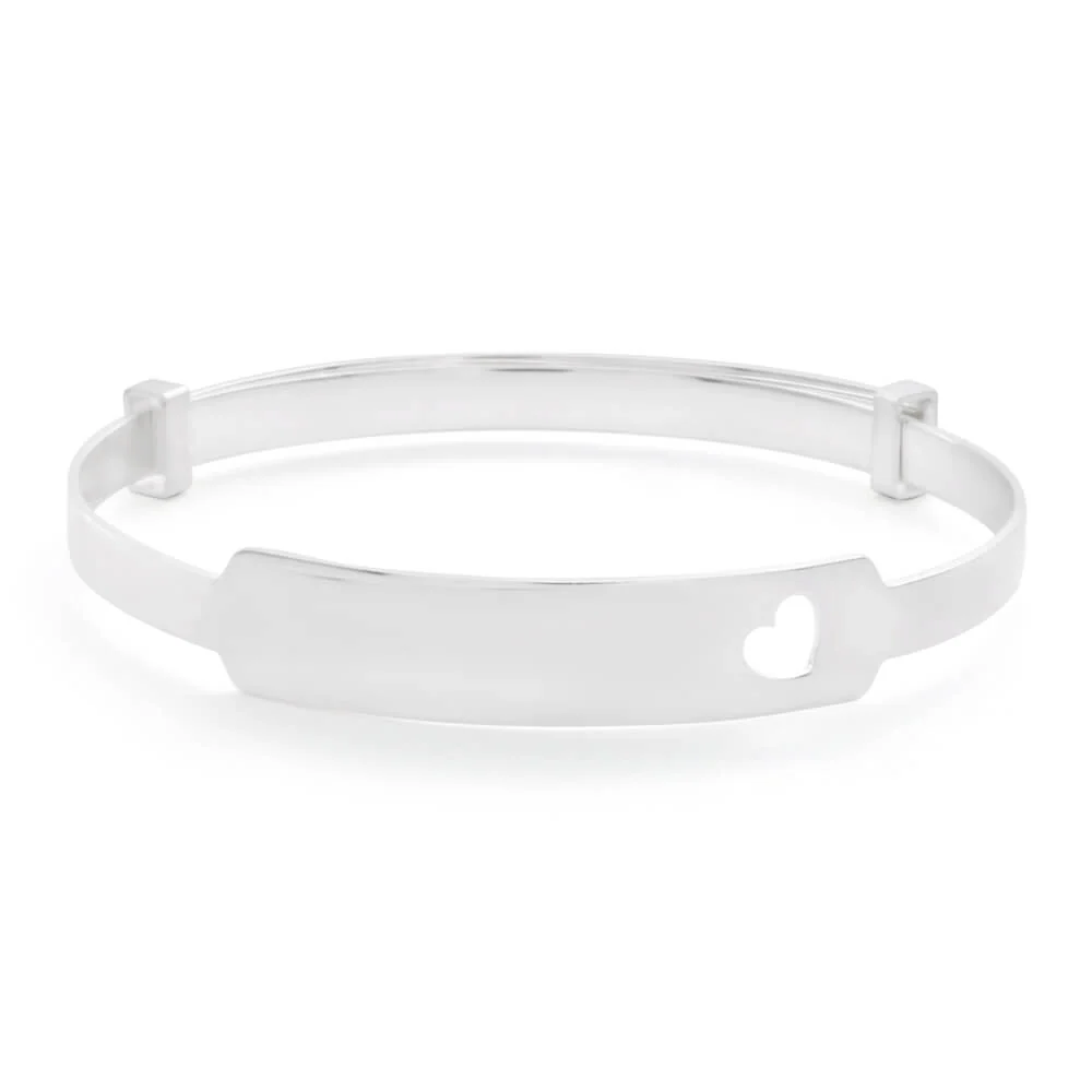 Sterling Silver ID Heart Cut Baby Bangle