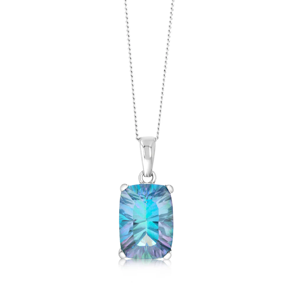9ct White Gold Natural Treated Adieu Topaz Pendant
