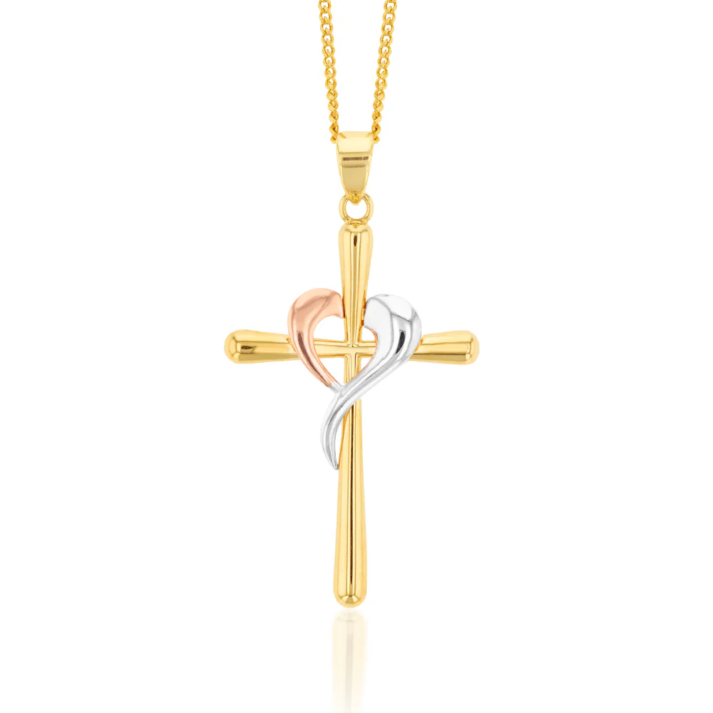 9ct Yellow, Rose & White Gold Crossover Pendant