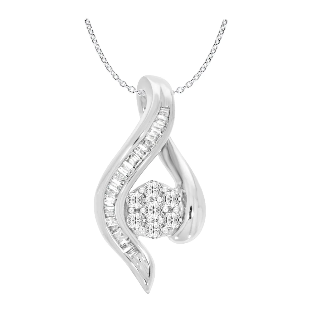 9ct White Gold Dazzling 1/4 Carat Diamond Pendant