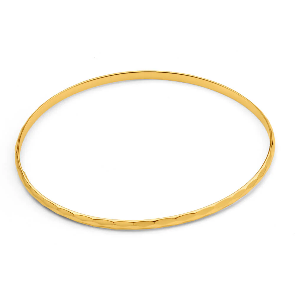 9ct Yellow Gold Faceted Bangle 65mm