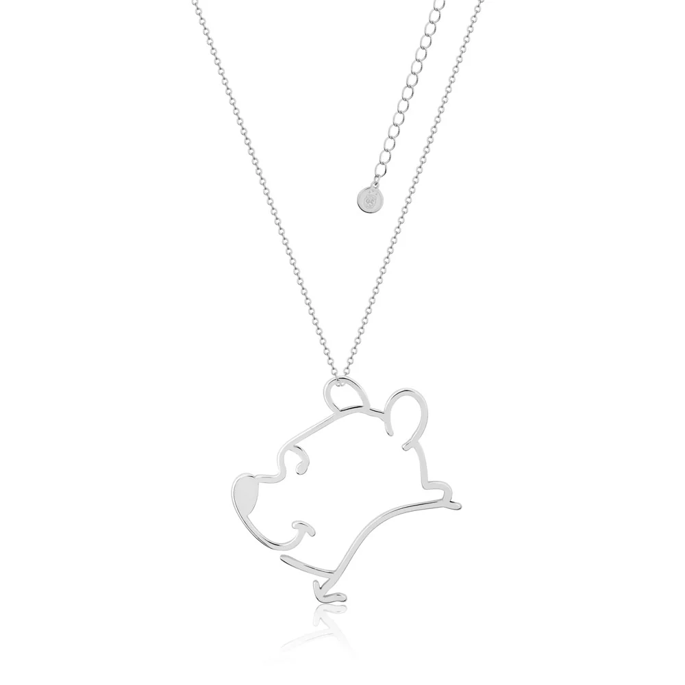 Disney White Gold Plated Winnie The Pooh Open Pendant