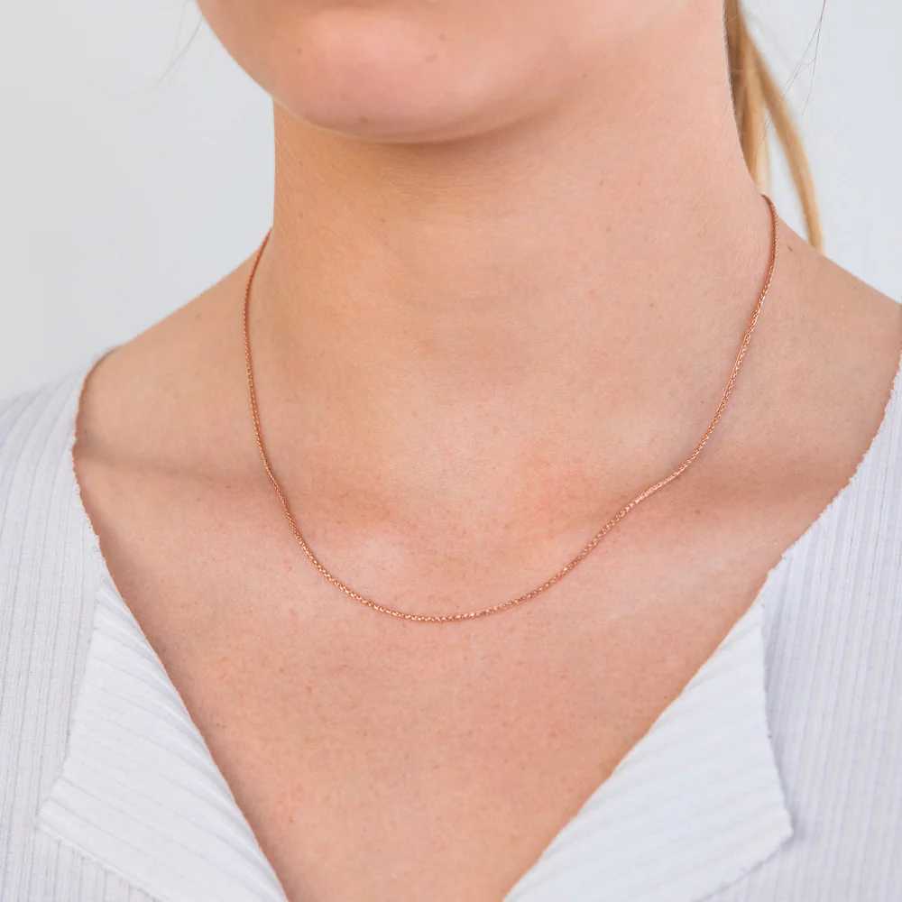 9ct Rose Gold Wheat Link Extender Chain 47cm