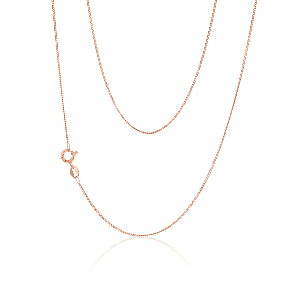 Sterling Silver & Rose Gold Plate Curb Link Chain 50cm