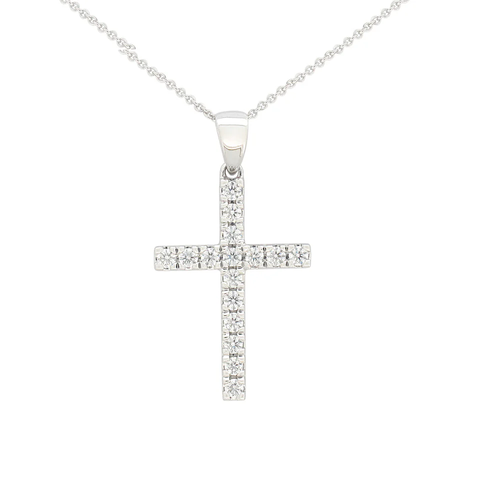 Flawless 9ct White Gold Cross Pendant 1/4 Carat